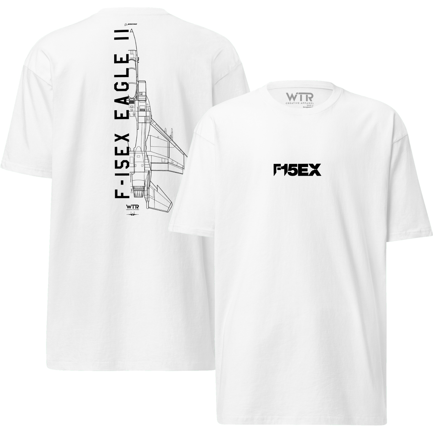 BOEING F-15EX EAGLE II – HAND-DRAWN AIR SUPERIORITY HEAVYWEIGHT T-SHIRT.