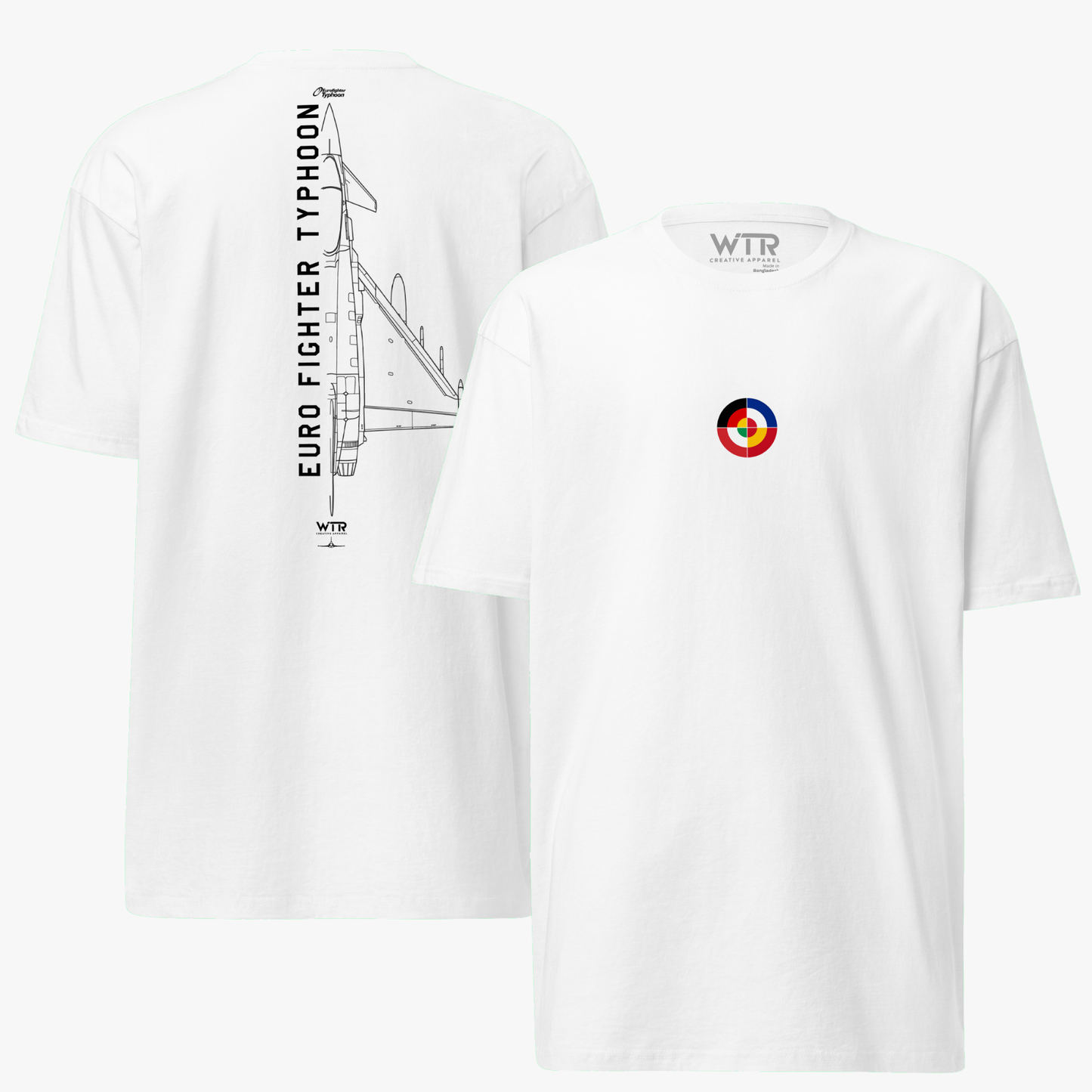 EUROFIGHTER TYPHOON EF2000 – HAND-DRAWN FIGHTER JET HEAVYWEIGHT T-SHIRT.