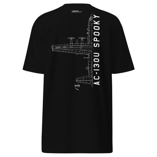 Lockheed Martin AC-130U Spooky Gunship Hand-Drawn Black T-Shirt