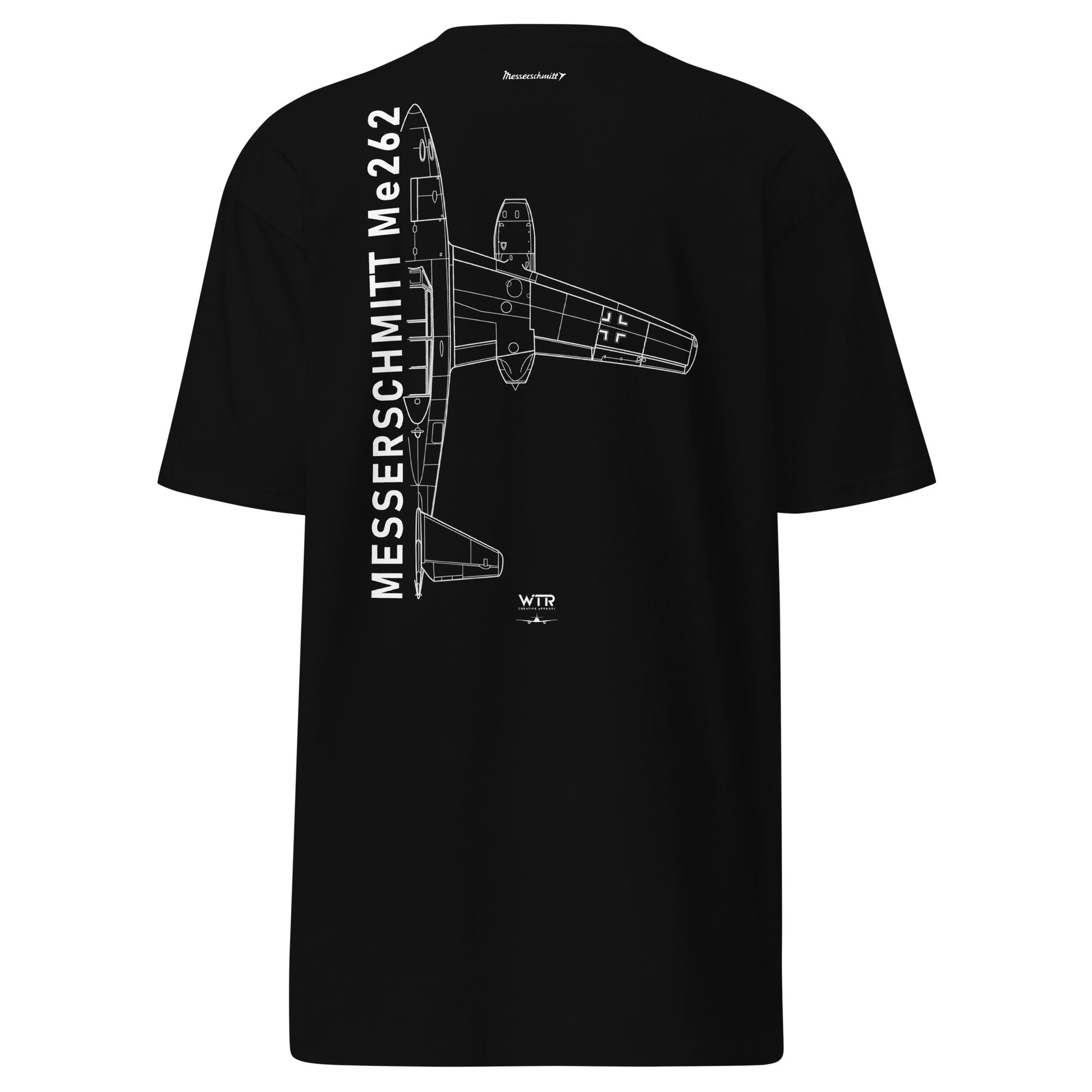 Messerschmitt Me-262 Jet Fighter Hand-Drawn Black T-Shirt