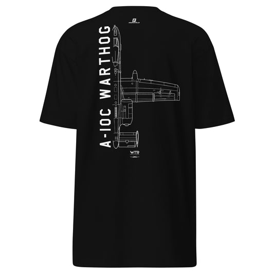 Fairchild Republic A-10C Warthog Hand-Drawn Black T-Shirt