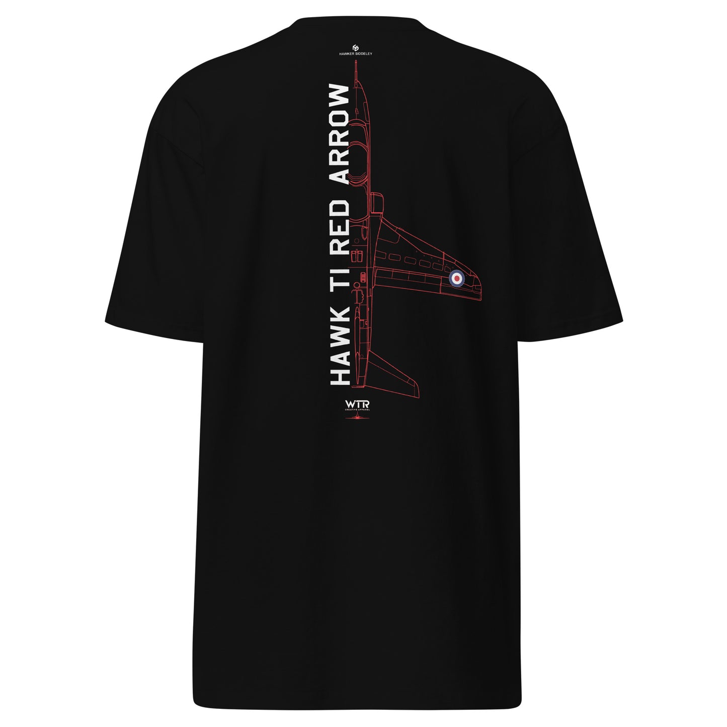 BAE Hawk T1 Red Arrows Hand-Drawn Black T-Shirt