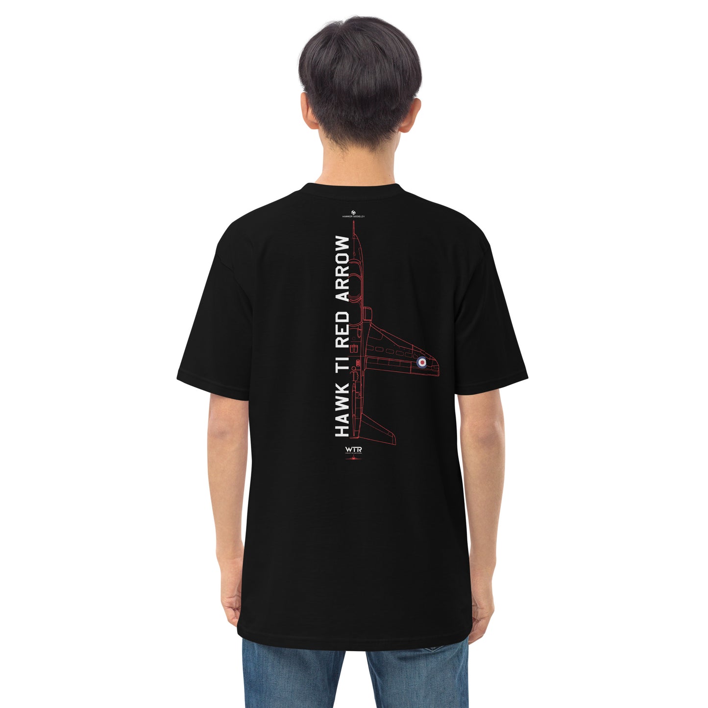 BAE Hawk T1 Red Arrows Hand-Drawn Black T-Shirt