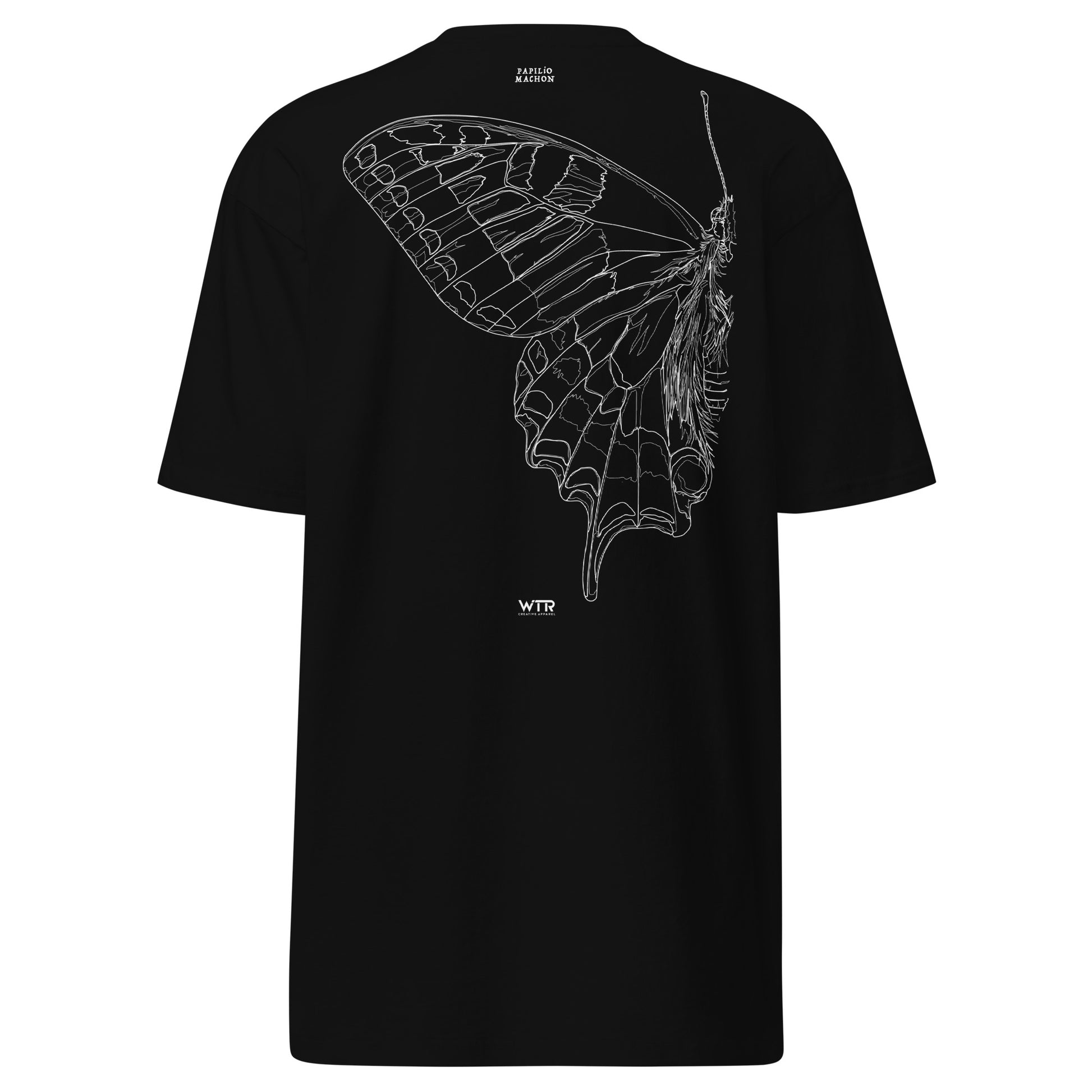Papilio Machaon Old World Swallowtail Butterfly Hand-Drawn Black T-Shirt