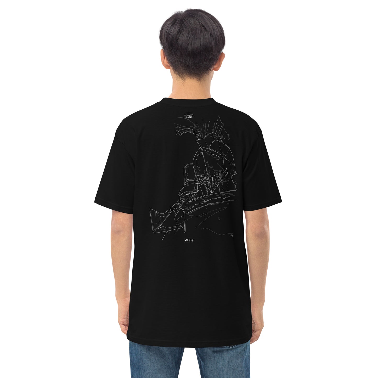 Spartan Warrior Come and Get Them Leonidas Hand-Drawn Black T-Shirt