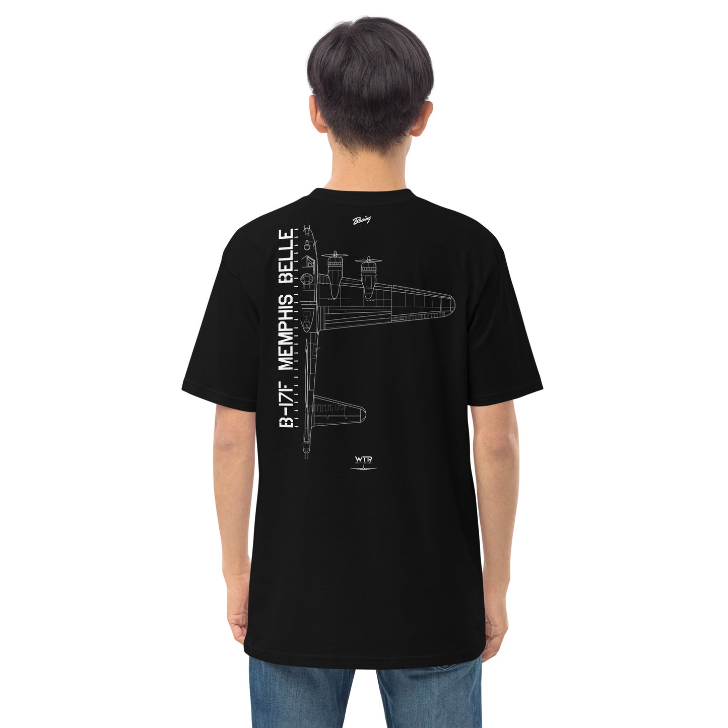 Boeing B-17F Flying Fortress Memphis Belle Edition Hand-Drawn Black T-Shirt