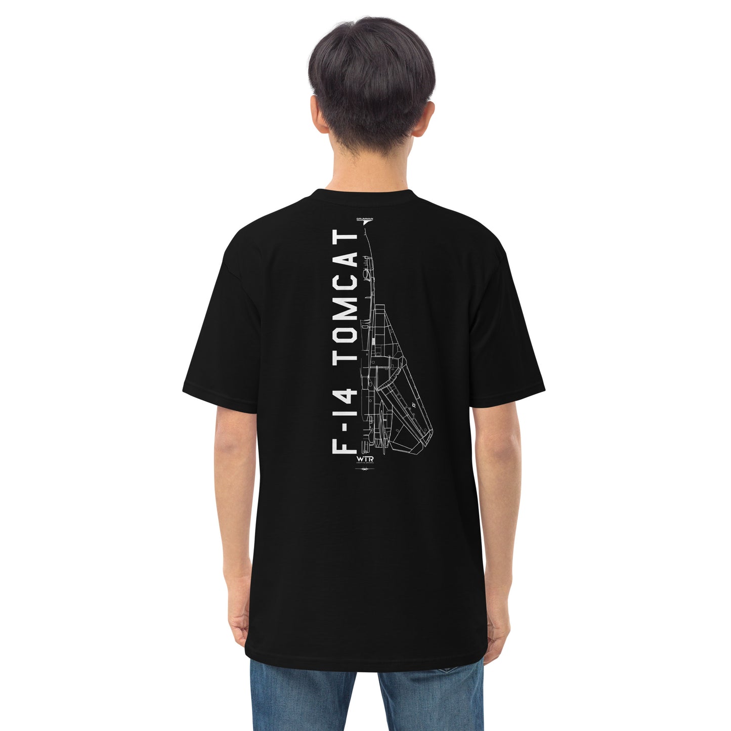 Grumman F-14 Tomcat US Navy Hand-Drawn Black T-Shirt