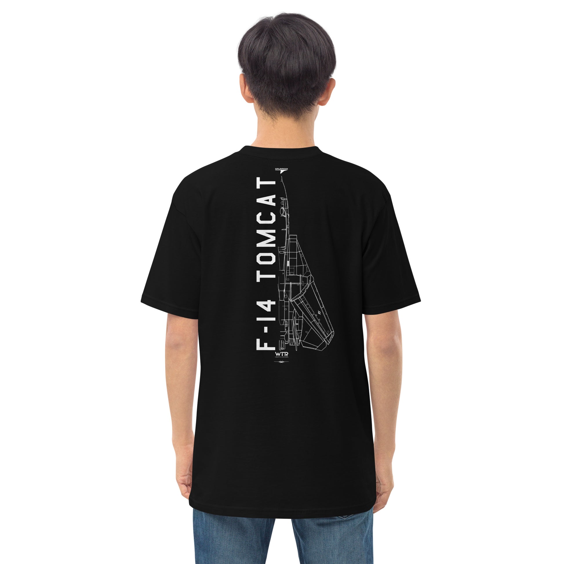 Grumman F-14 Tomcat US Navy Hand-Drawn Black T-Shirt