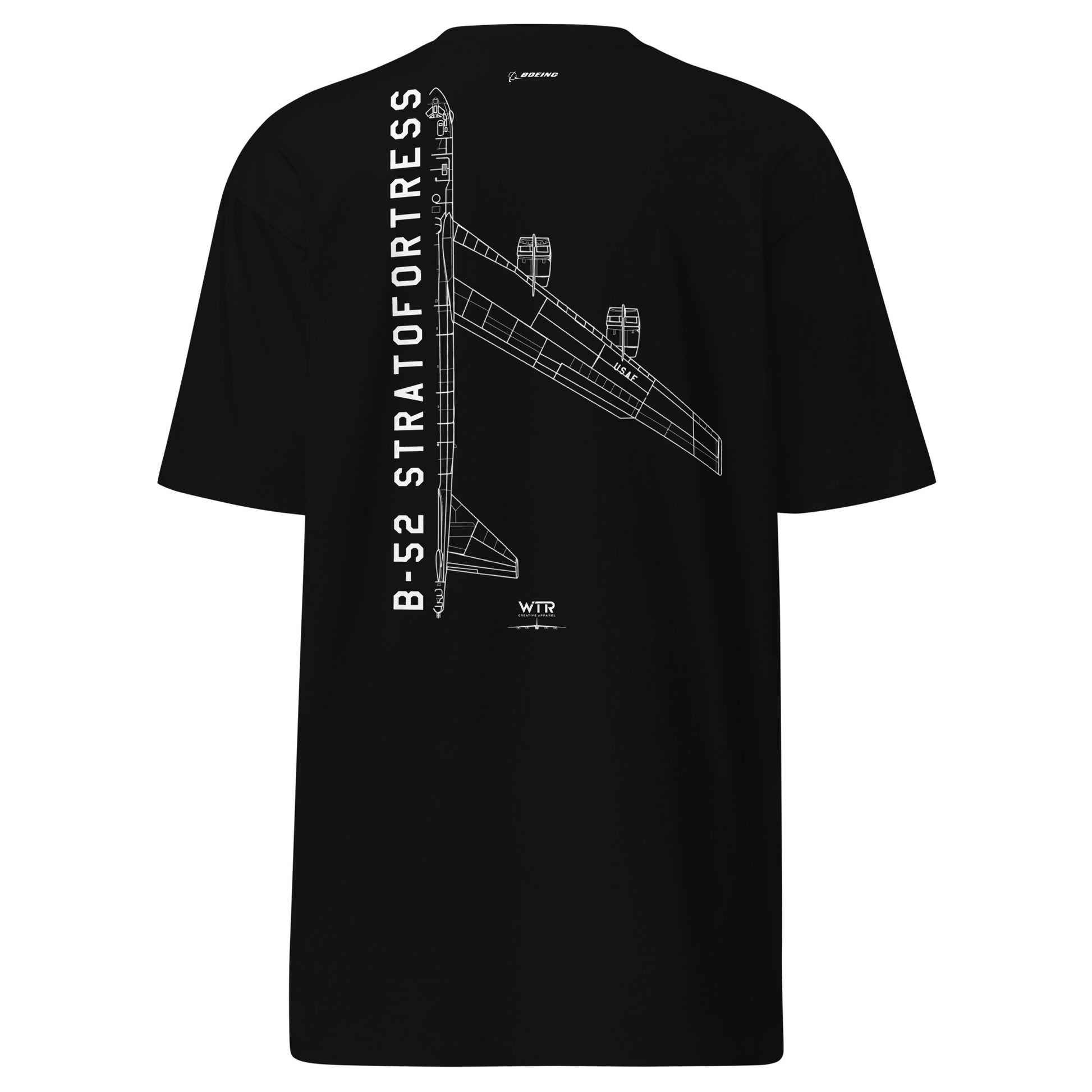 Boeing B-52 Stratofortress Hand-Drawn Black T-Shirt