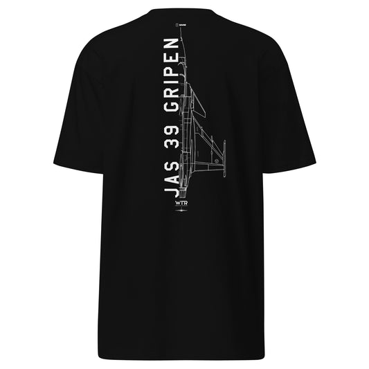 Saab JAS 39 Gripen Hand-Drawn Black T-Shirt