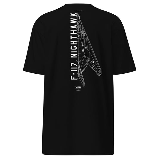 Lockheed Martin F-117 Nighthawk Hand-Drawn Black T-Shirt