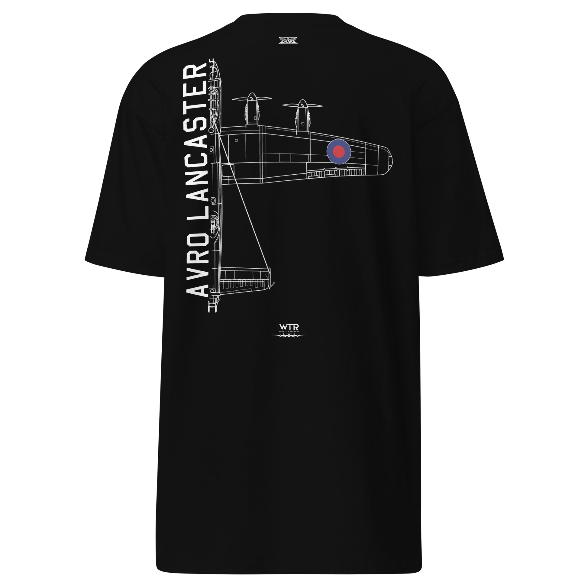 Avro Lancaster Bomber Dambuster Hand-Drawn Black T-Shirt