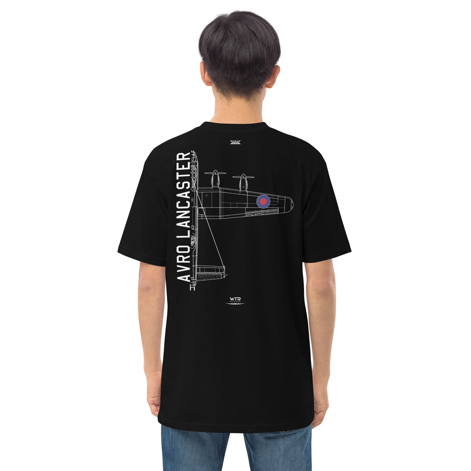 Avro Lancaster Bomber Dambuster Hand-Drawn Black T-Shirt