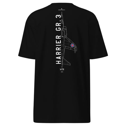 Hawker Harrier GR.3 Vertical Take-Off Fighter Hand-Drawn Black T-Shirt