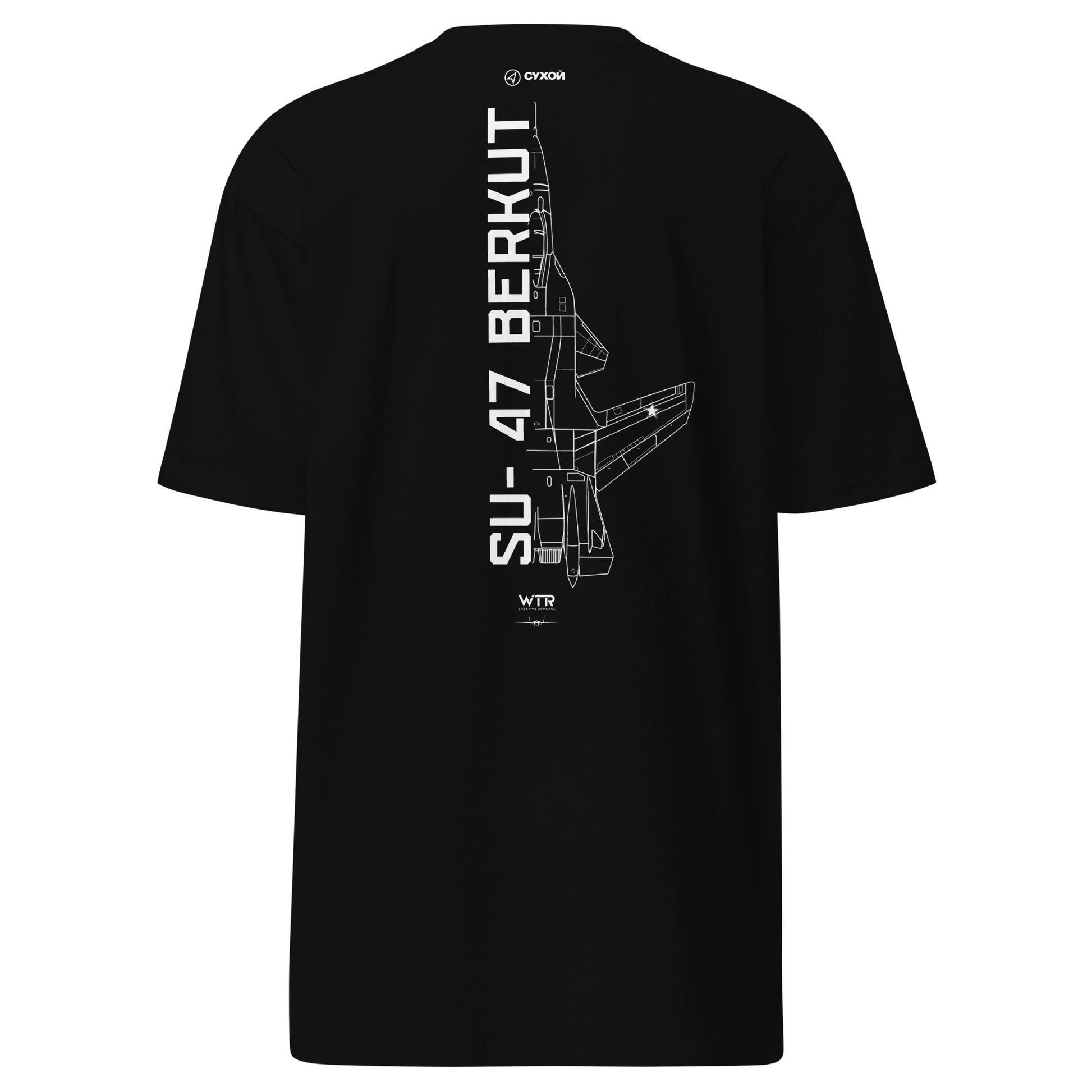 Sukhoi SU-47 Berkut Golden Eagle Hand-Drawn Black T-Shirt