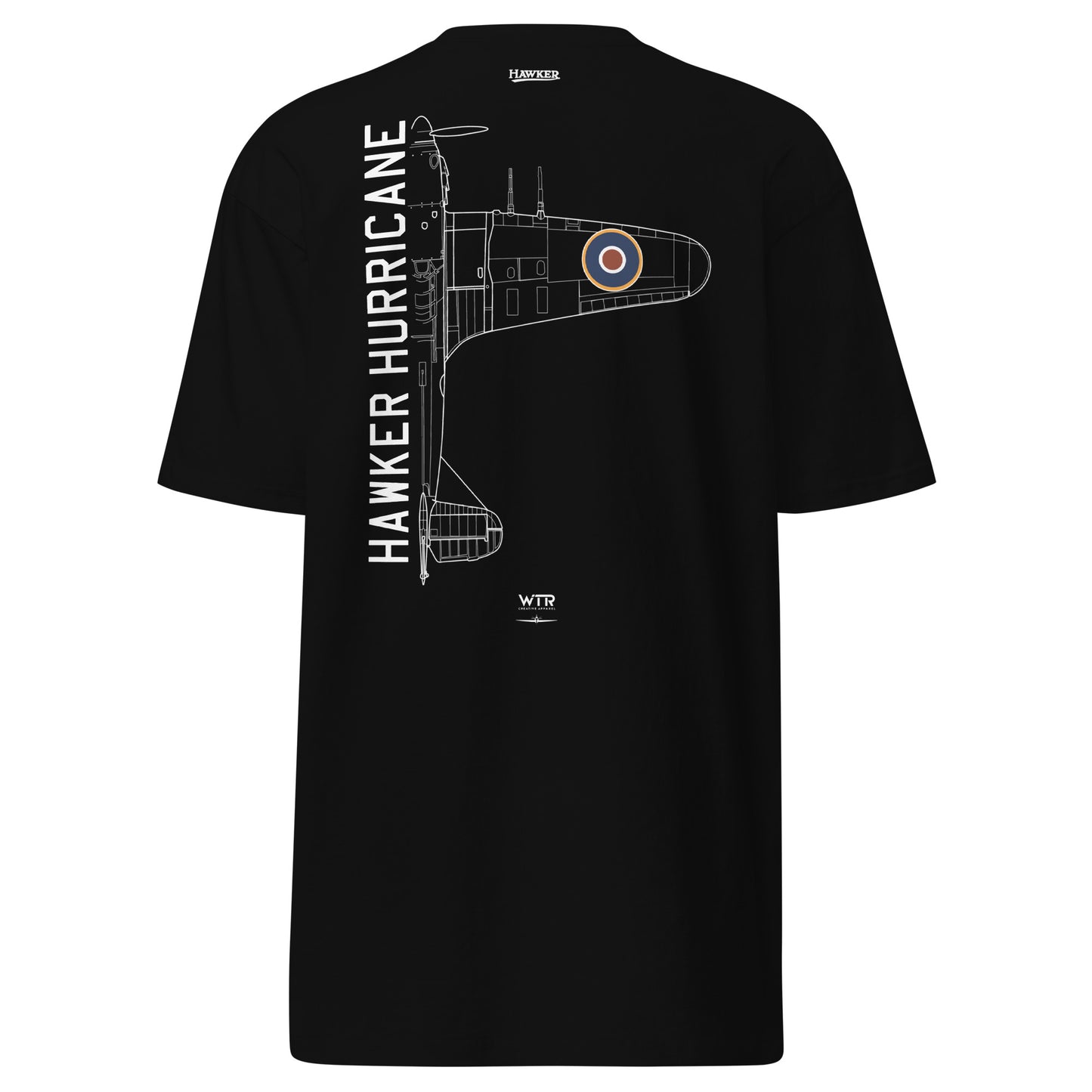 Hawker Hurricane Battle of Britain Hand-Drawn Black T-Shirt
