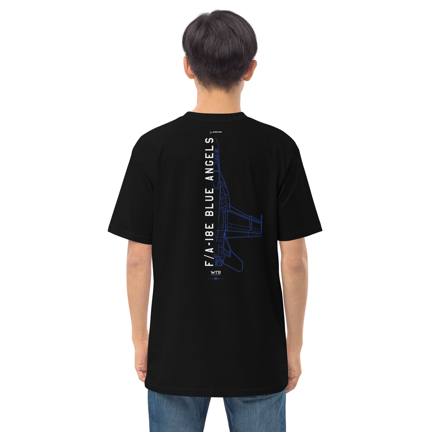 Boeing F/A-18E Super Hornet Blue Angels Edition Hand-Drawn Black T-Shirt