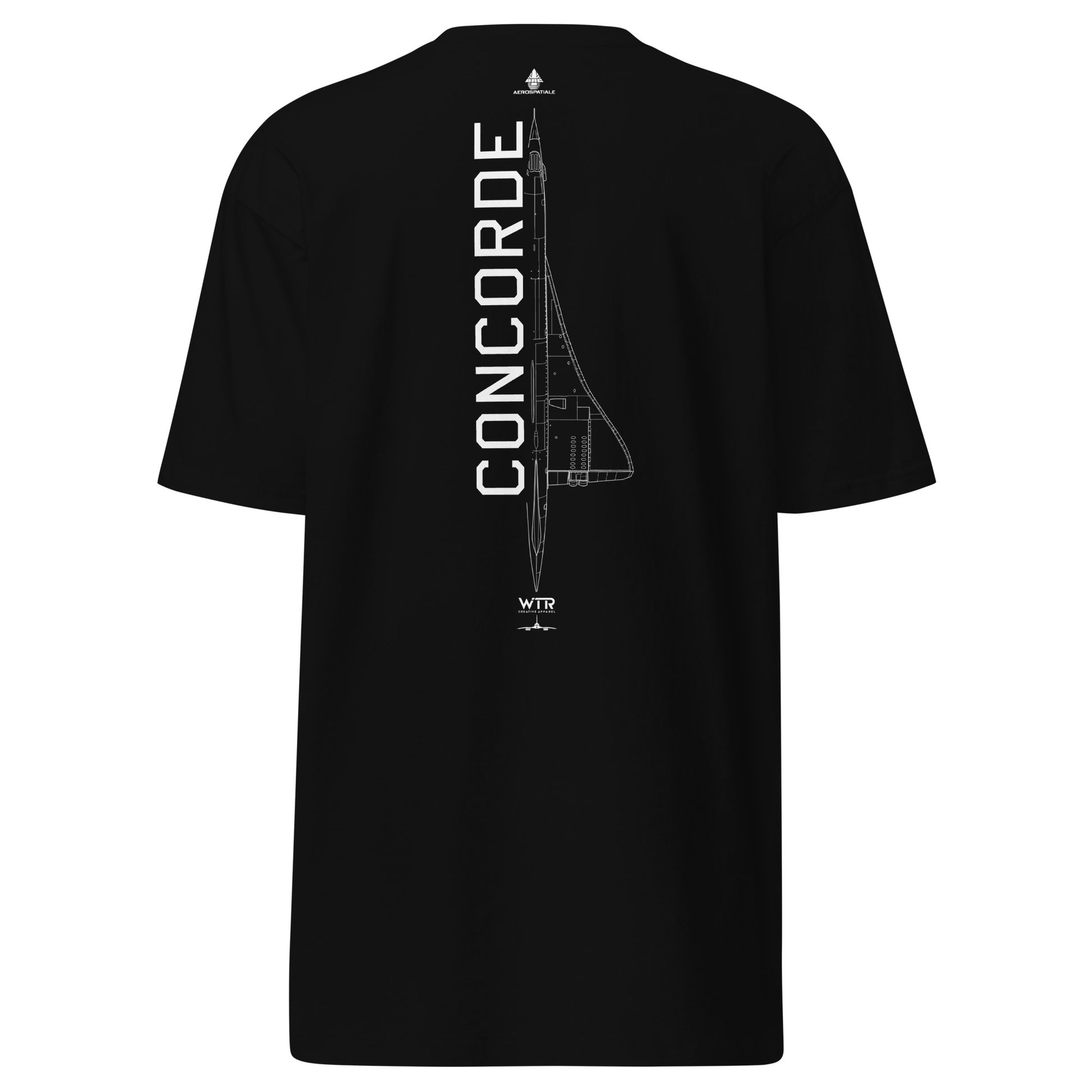 Aérospatiale / Bac Concorde –  Hand-drawn Heavyweight Black T-Shirt