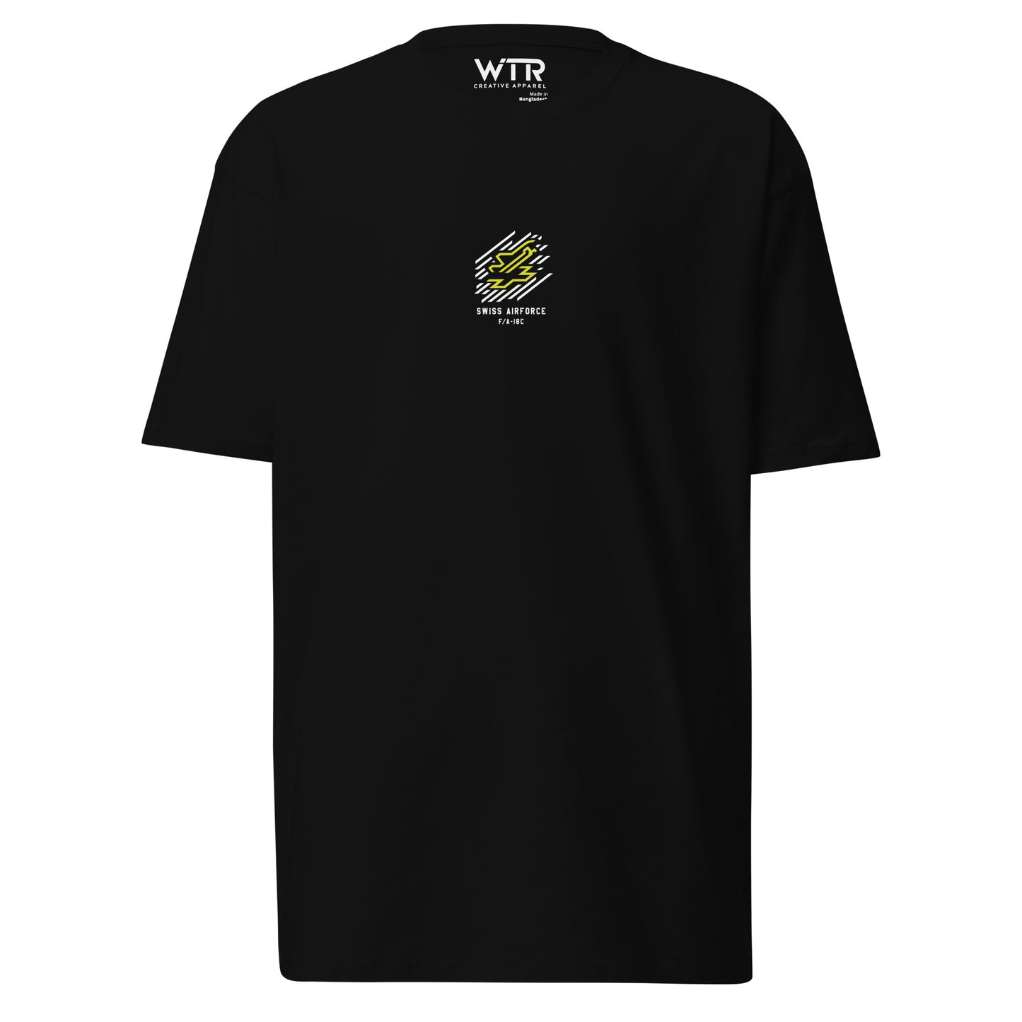 McDonnell Douglas F/A-18C Hornet Swiss Airforce Edition Hand-Drawn Black T-Shirt