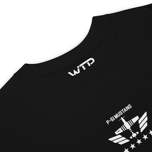 North American P-51D Mustang Hand-Drawn Black T-Shirt
