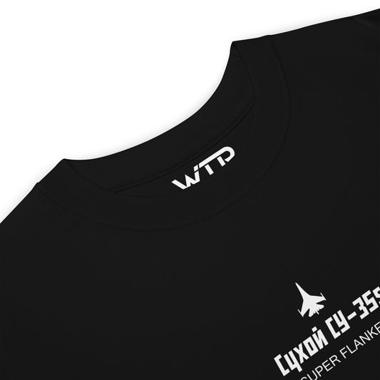 Sukhoi SU-35S Super Flanker Hand-Drawn Black T-Shirt