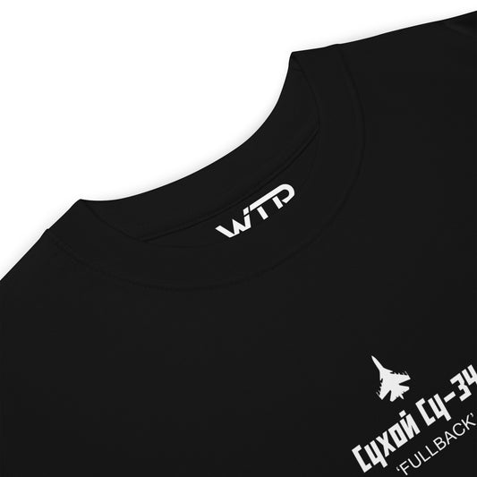 Sukhoi SU-34 Fullback Fighter-Bomber Hand-Drawn Black T-Shirt