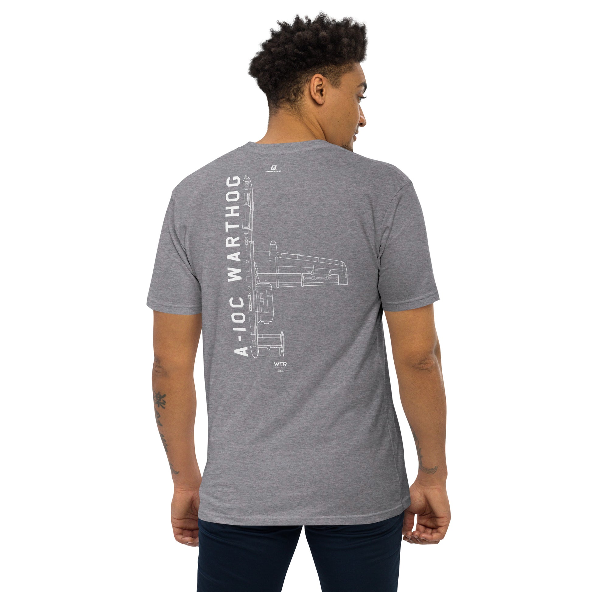 Fairchild Republic A-10C Warthog Hand-Drawn Carbon Grey T-Shirt