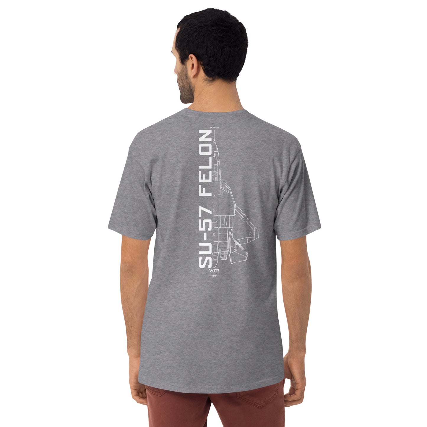 Sukhoi SU-57 T-50 Felon Hand-Drawn Carbon Grey T-Shirt