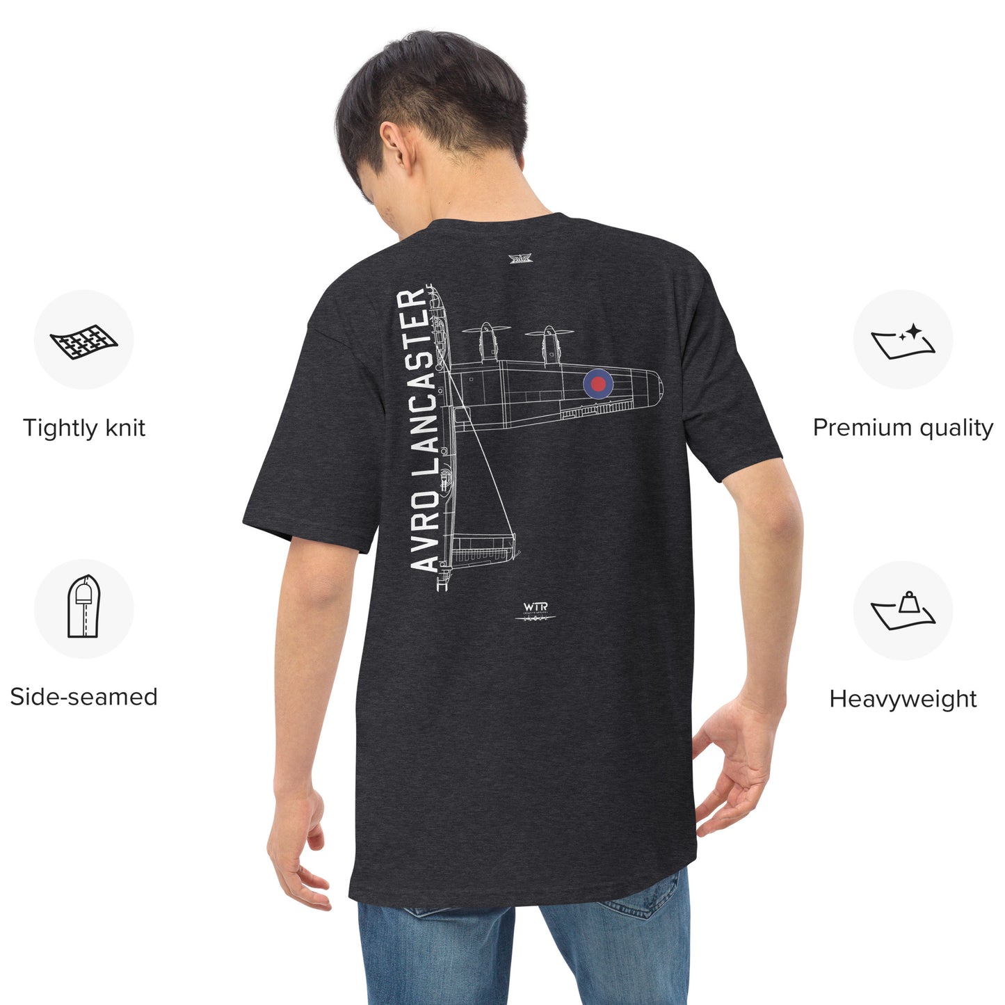 Avro Lancaster Bomber Hand-Drawn Charcoal T-Shirt