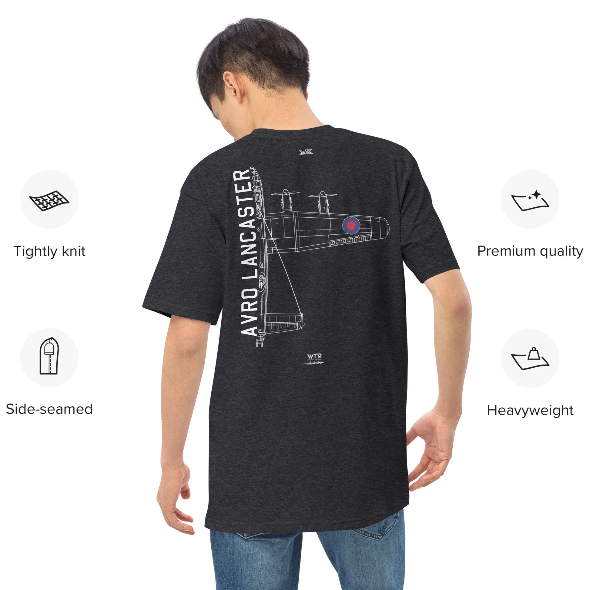Avro Lancaster Bomber Hand-Drawn Charcoal T-Shirt