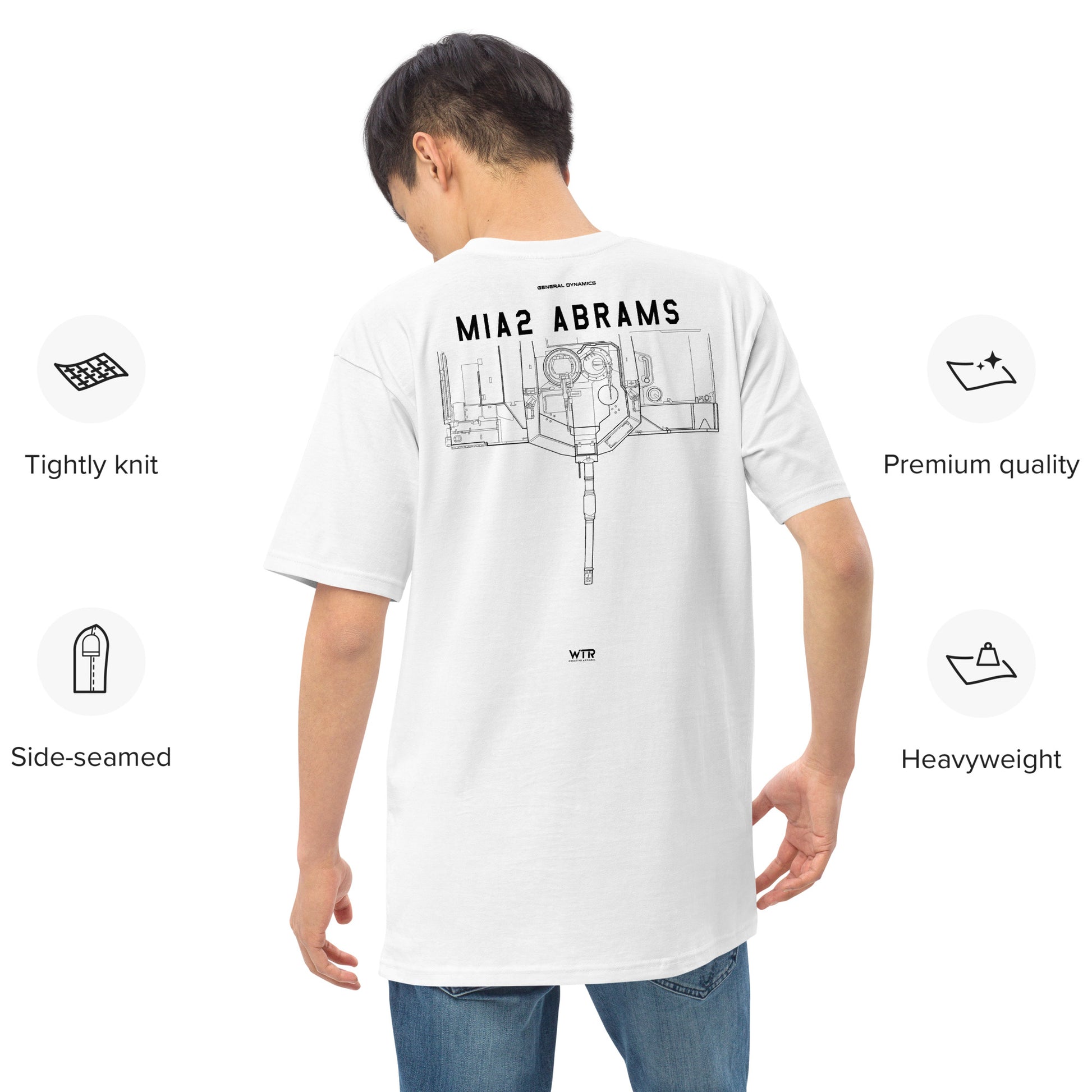 General Dynamics M1A2 Abrams Tank Hand-Drawn White T-Shirt
