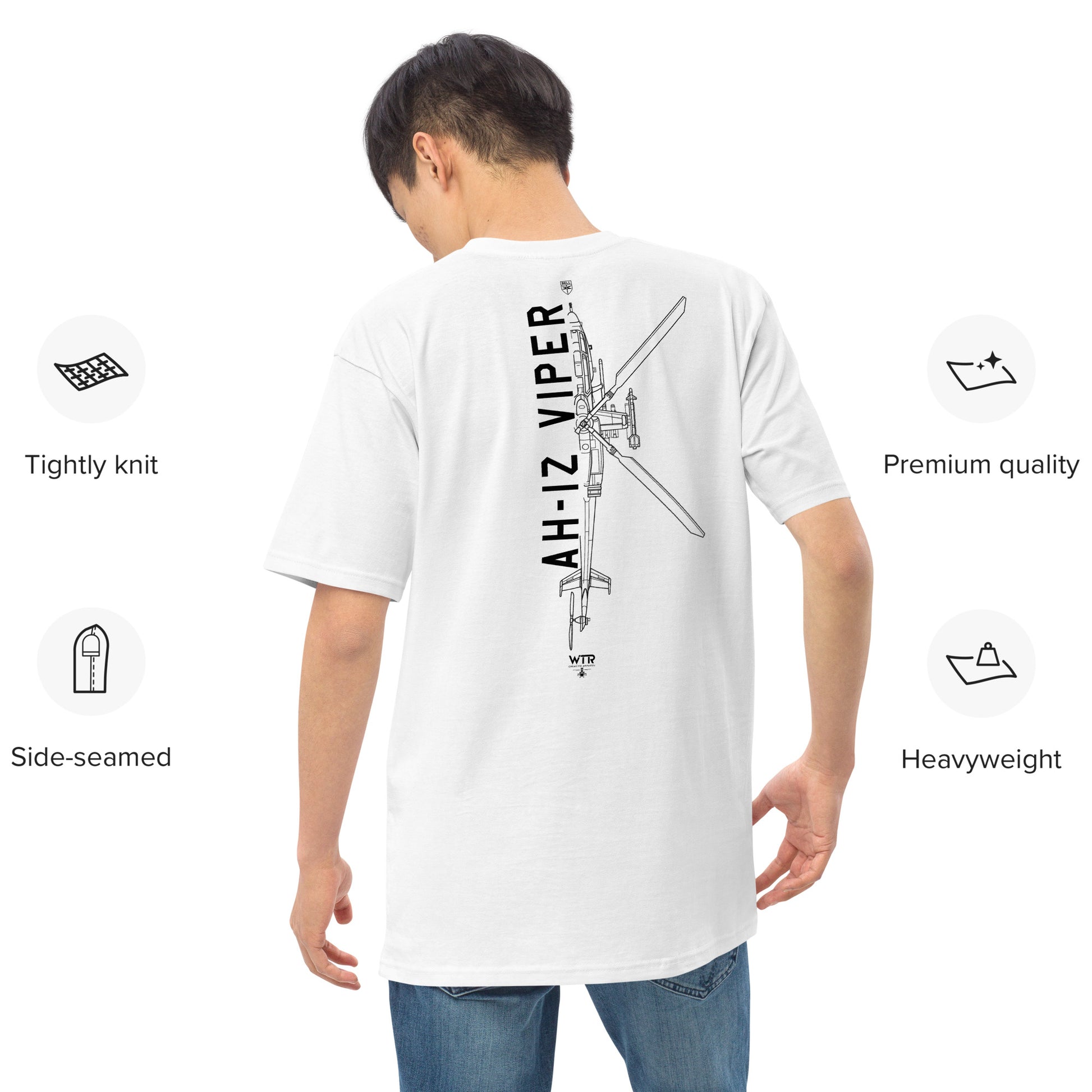 Bell AH-1Z Viper Attack Helicopter Hand-Drawn White T-Shirt