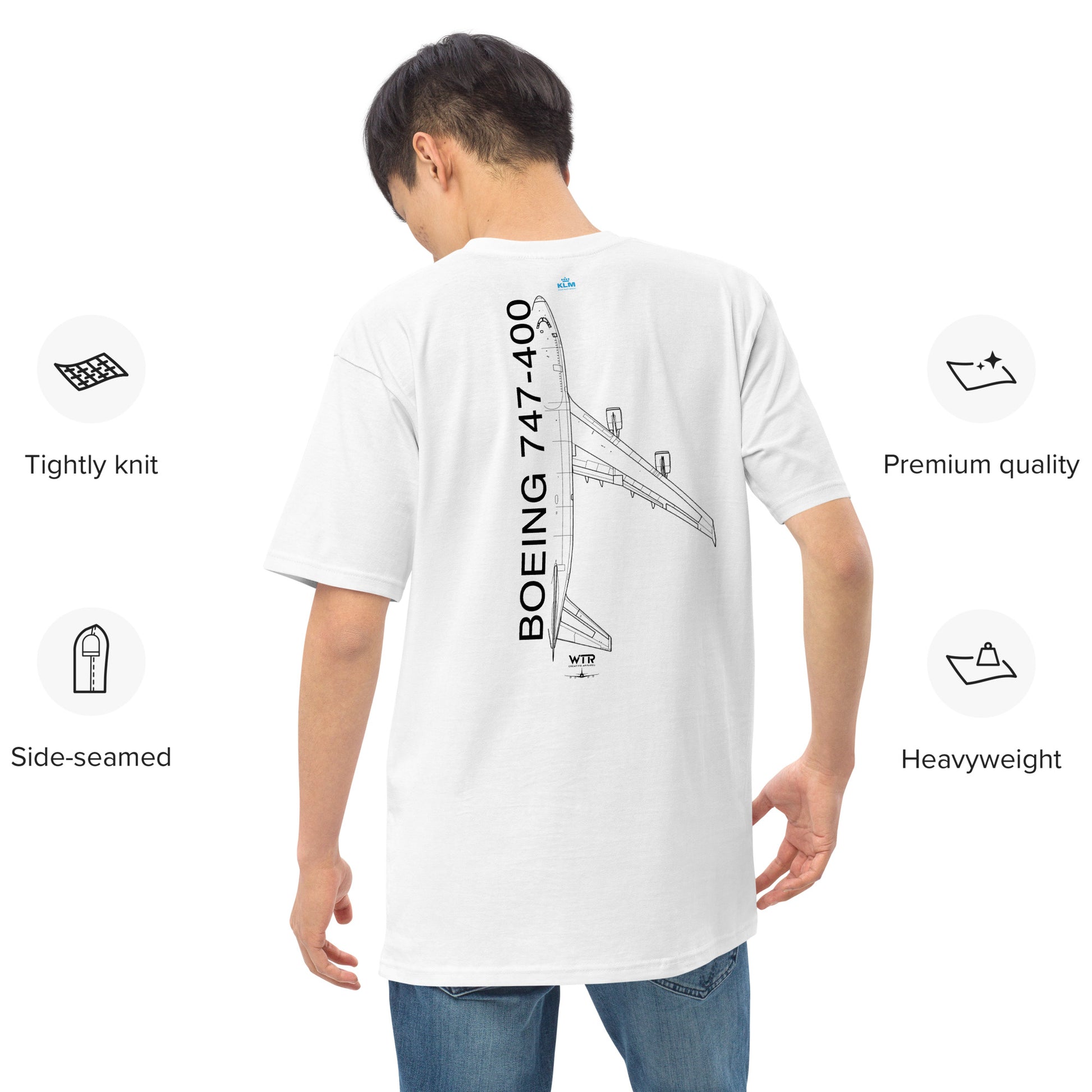 Boeing 747-400 Lufthansa Variant Hand-Drawn White T-Shirt