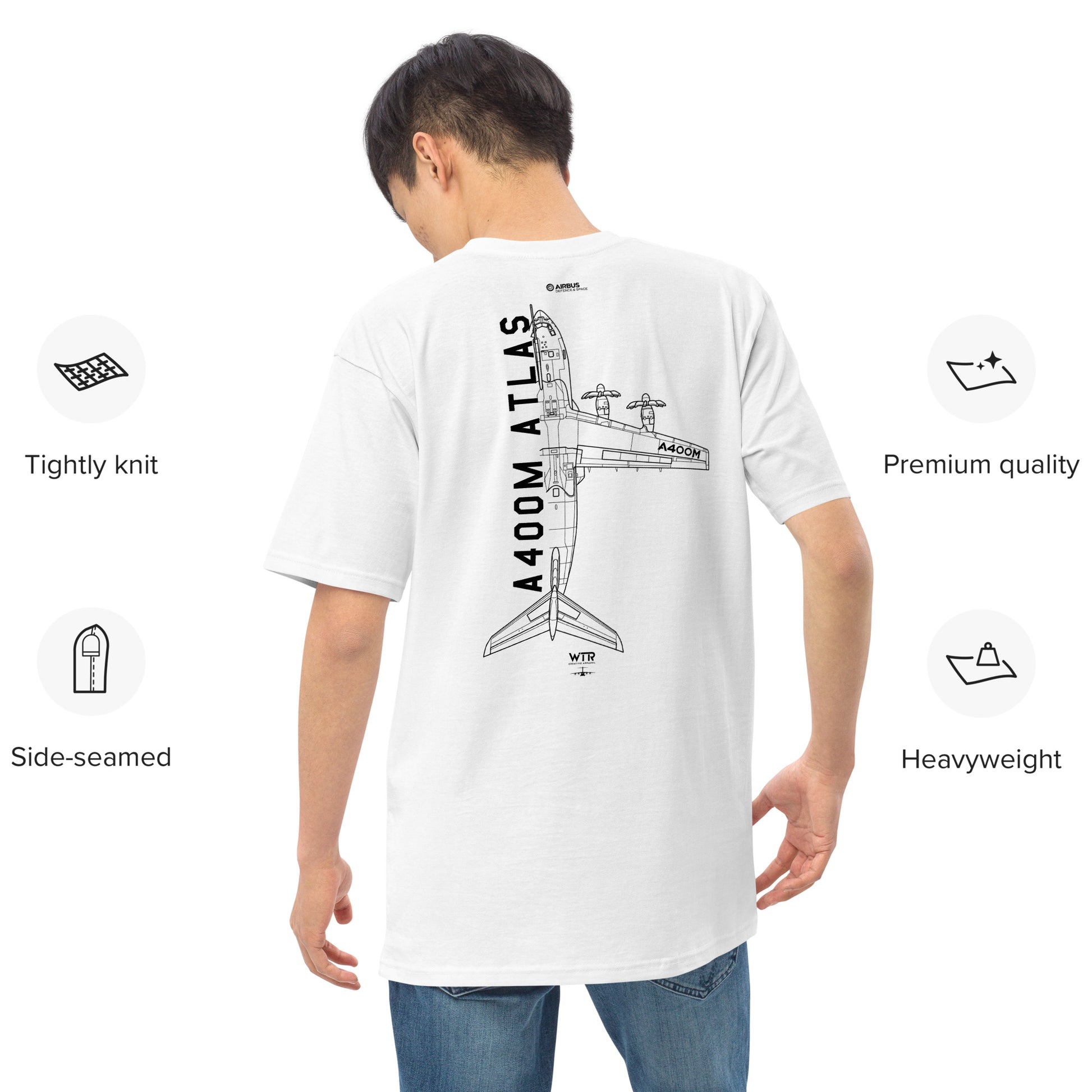 Airbus A400M Atlas Heavy Transport Hand-Drawn Schematic White T-Shirt