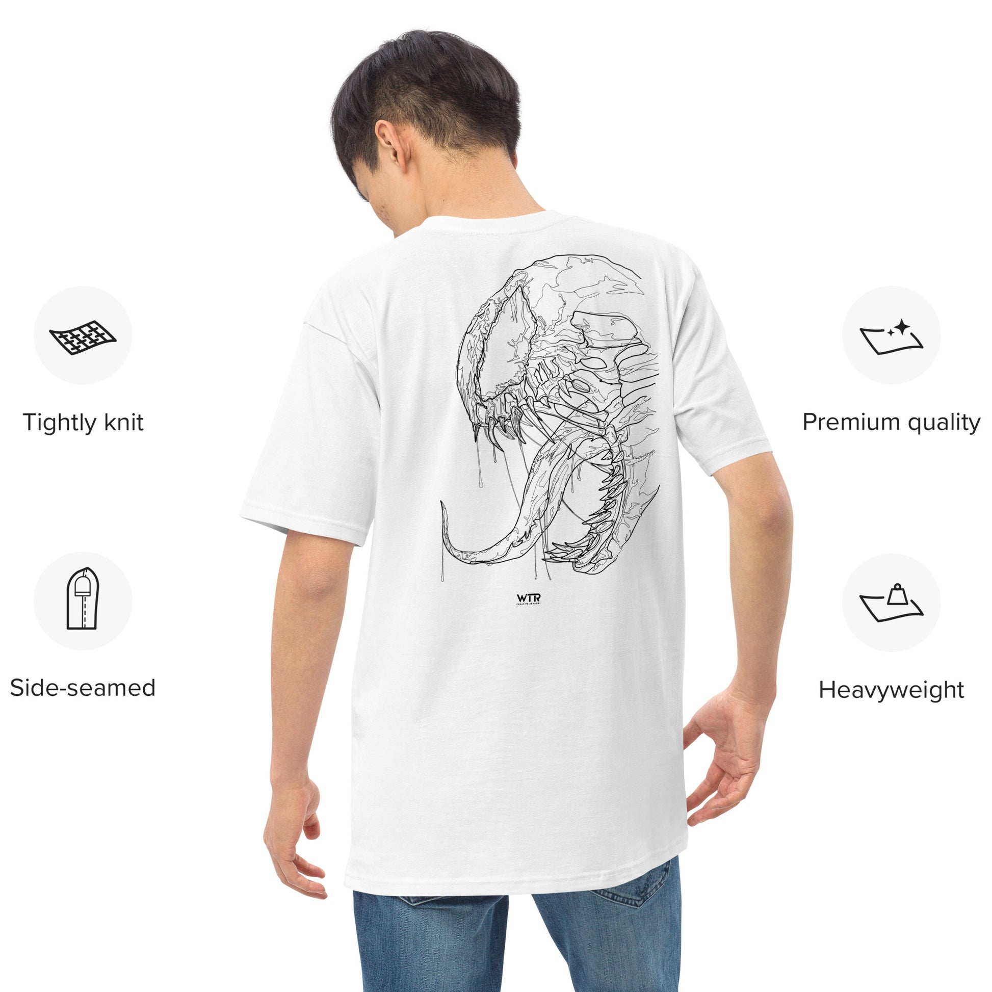 "WE ARE" Venom Symbiote-Inspired Graphic Hand-Drawn White T-Shirt
