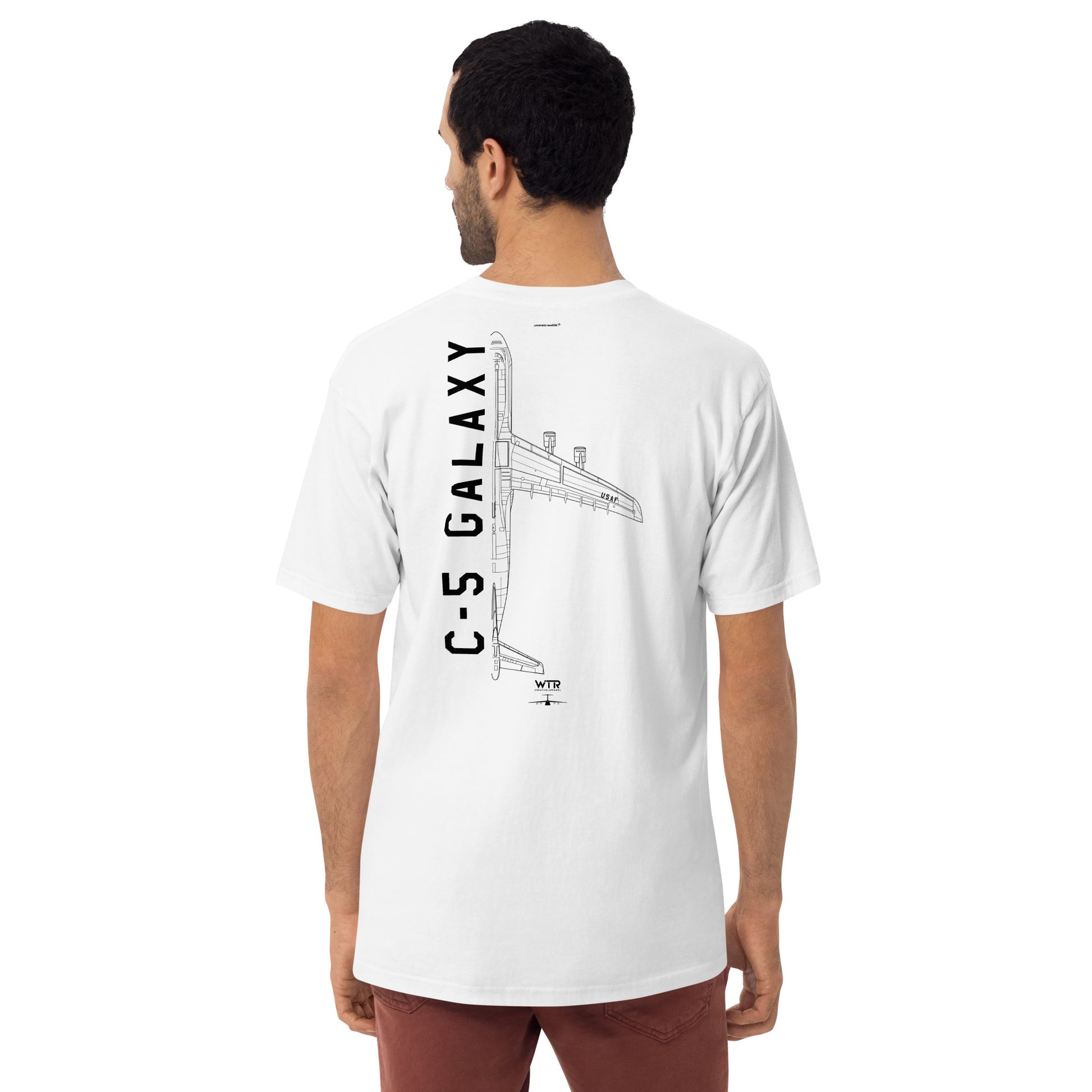 Lockheed Martin C-5 Galaxy Hand-Drawn White T-Shirt