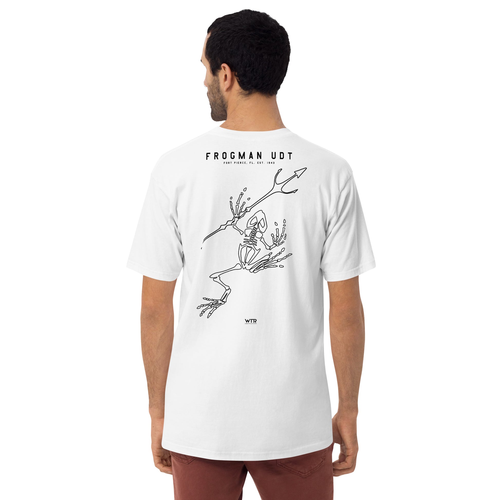US Navy UDT Frogman Hand-Drawn White T-Shirt