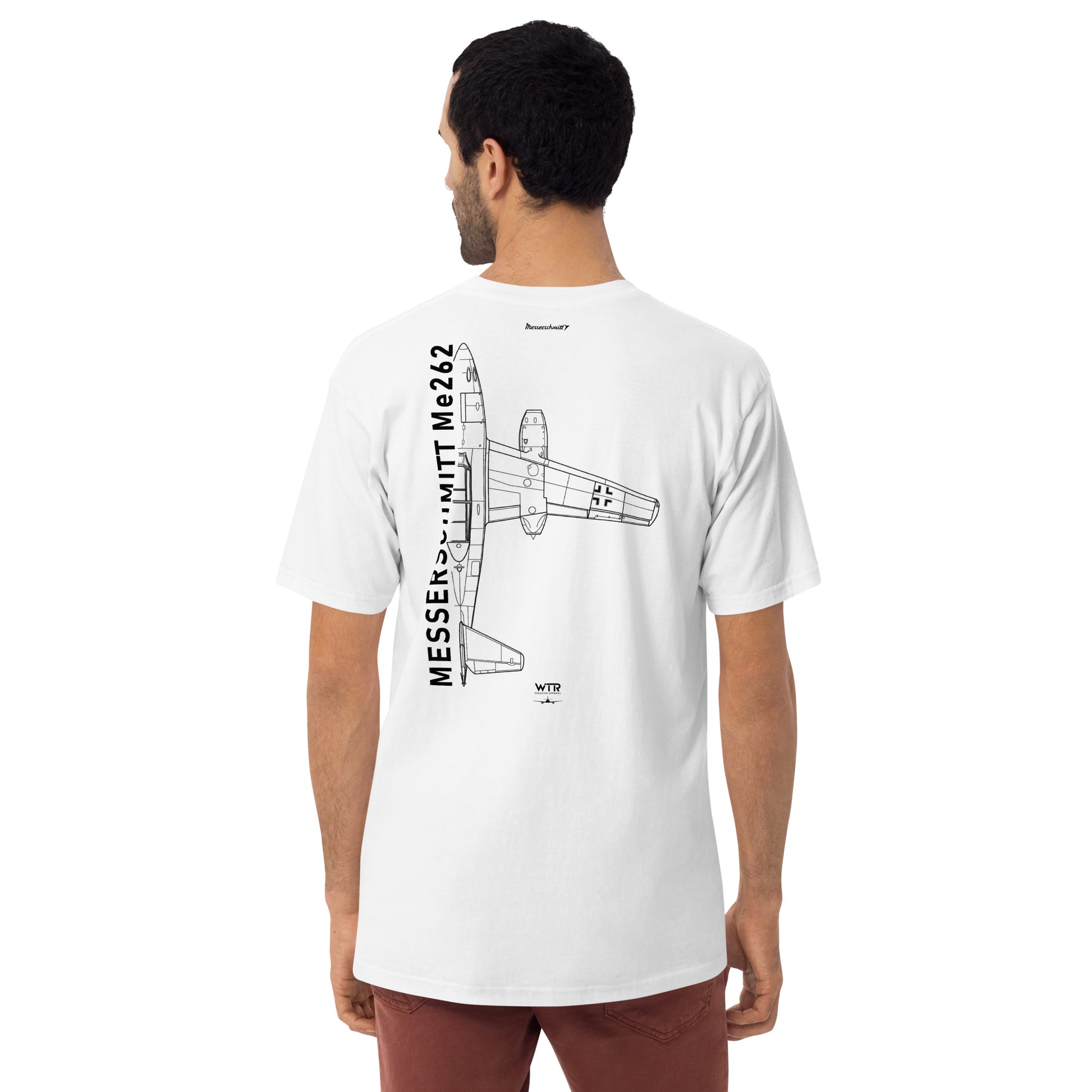 Messerschmitt Me-262 Jet Fighter Hand-Drawn White T-Shirt