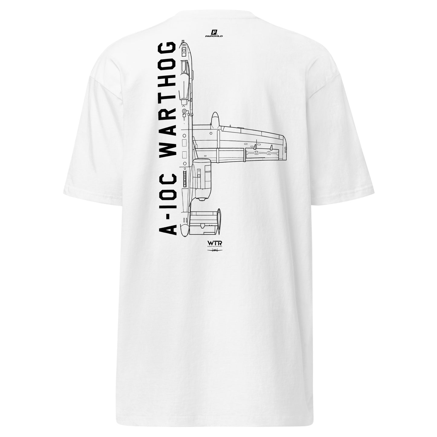 Fairchild Republic A-10C Warthog Hand-Drawn White T-Shirt