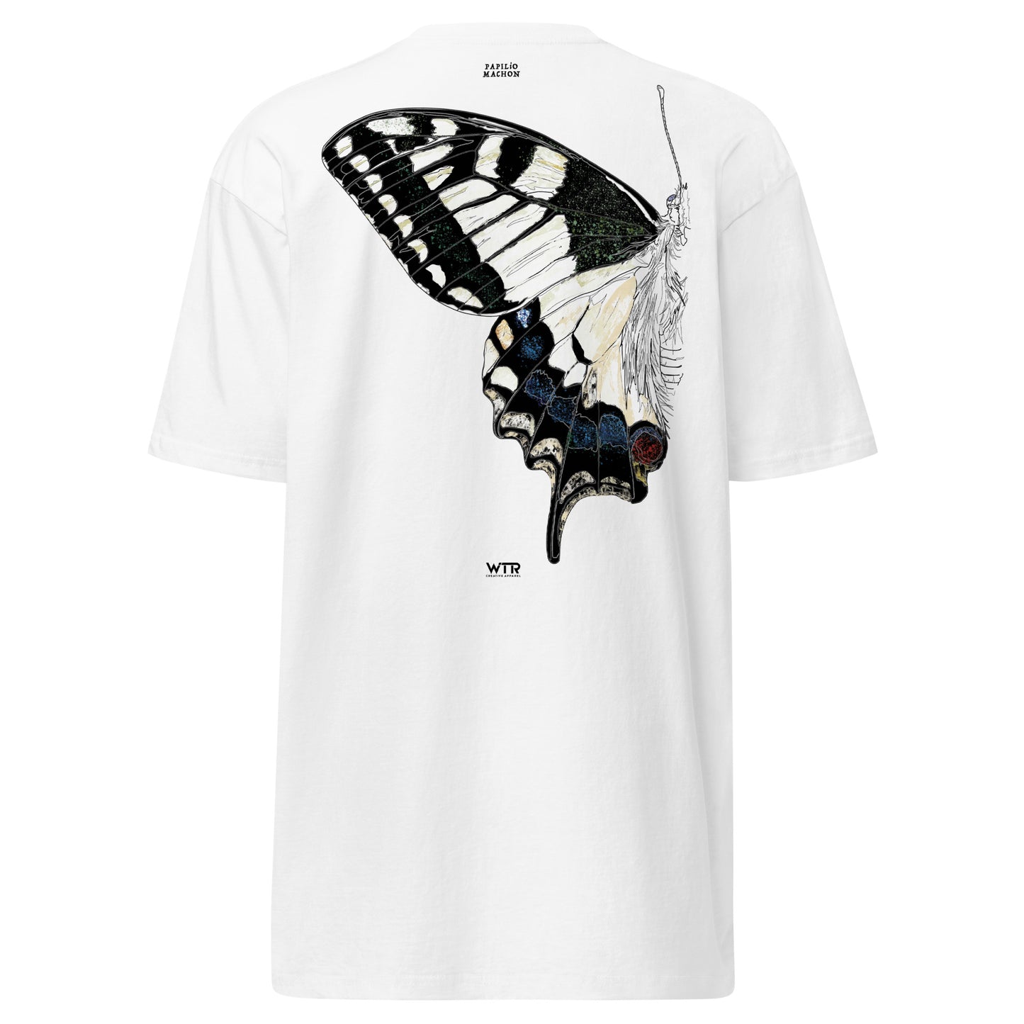 Papilio Machaon Old World Swallowtail Butterfly Coloured Hand-Drawn White T-Shirt