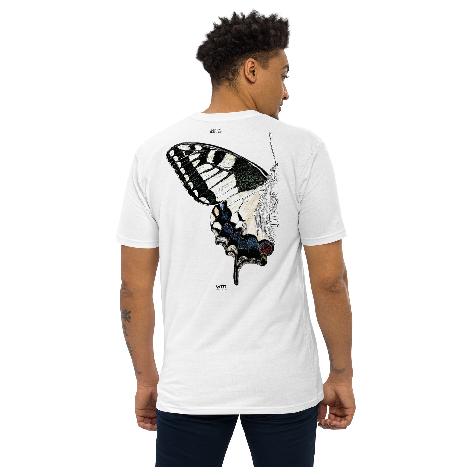 Papilio Machaon Old World Swallowtail Butterfly Coloured Hand-Drawn White T-Shirt