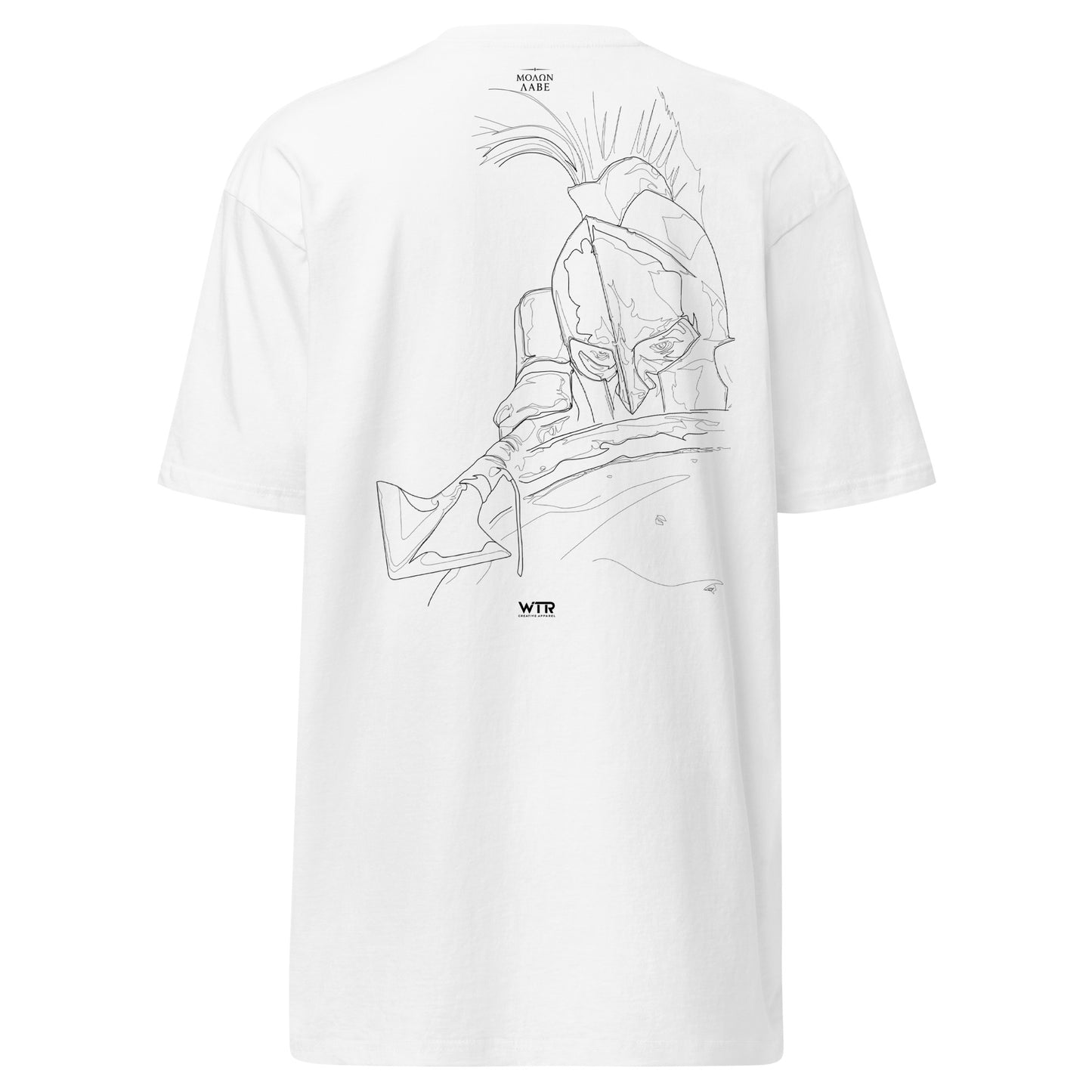 Spartan Warrior Come and Get Them Leonidas Hand-Drawn White T-Shirt