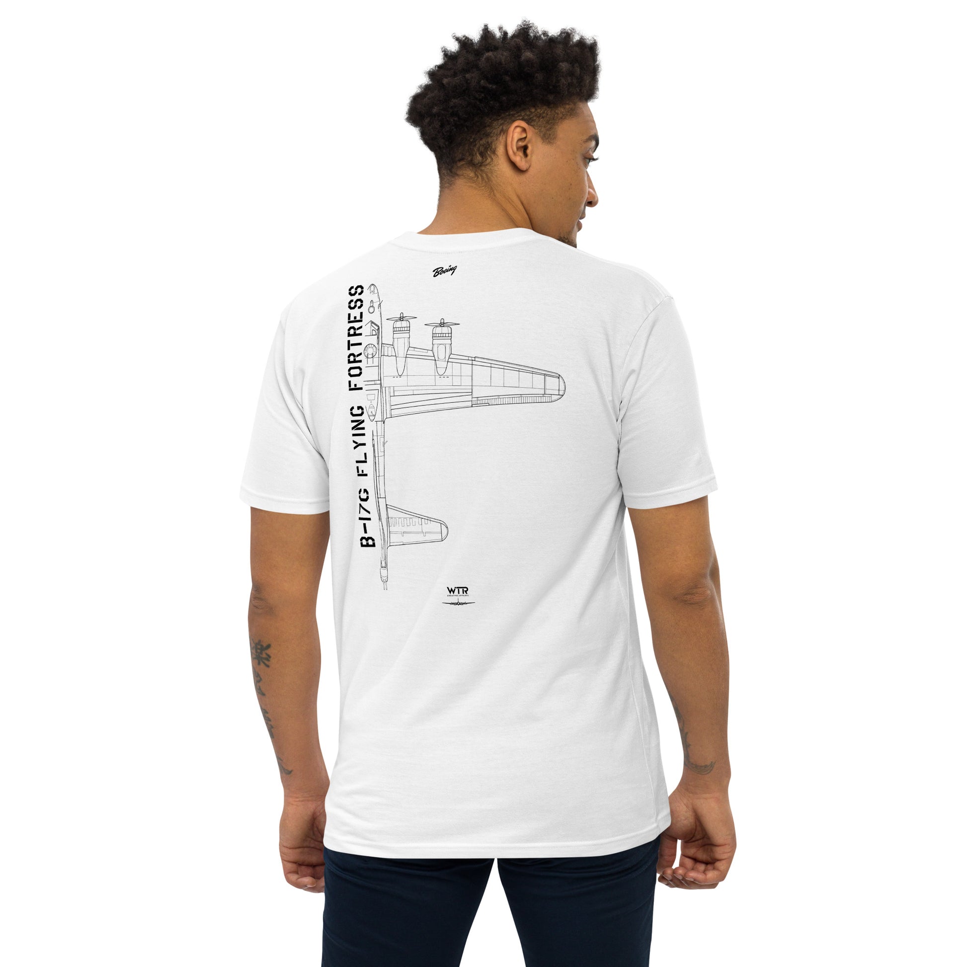 Boeing B-17G Flying Fortress Hand-Drawn White T-Shirt
