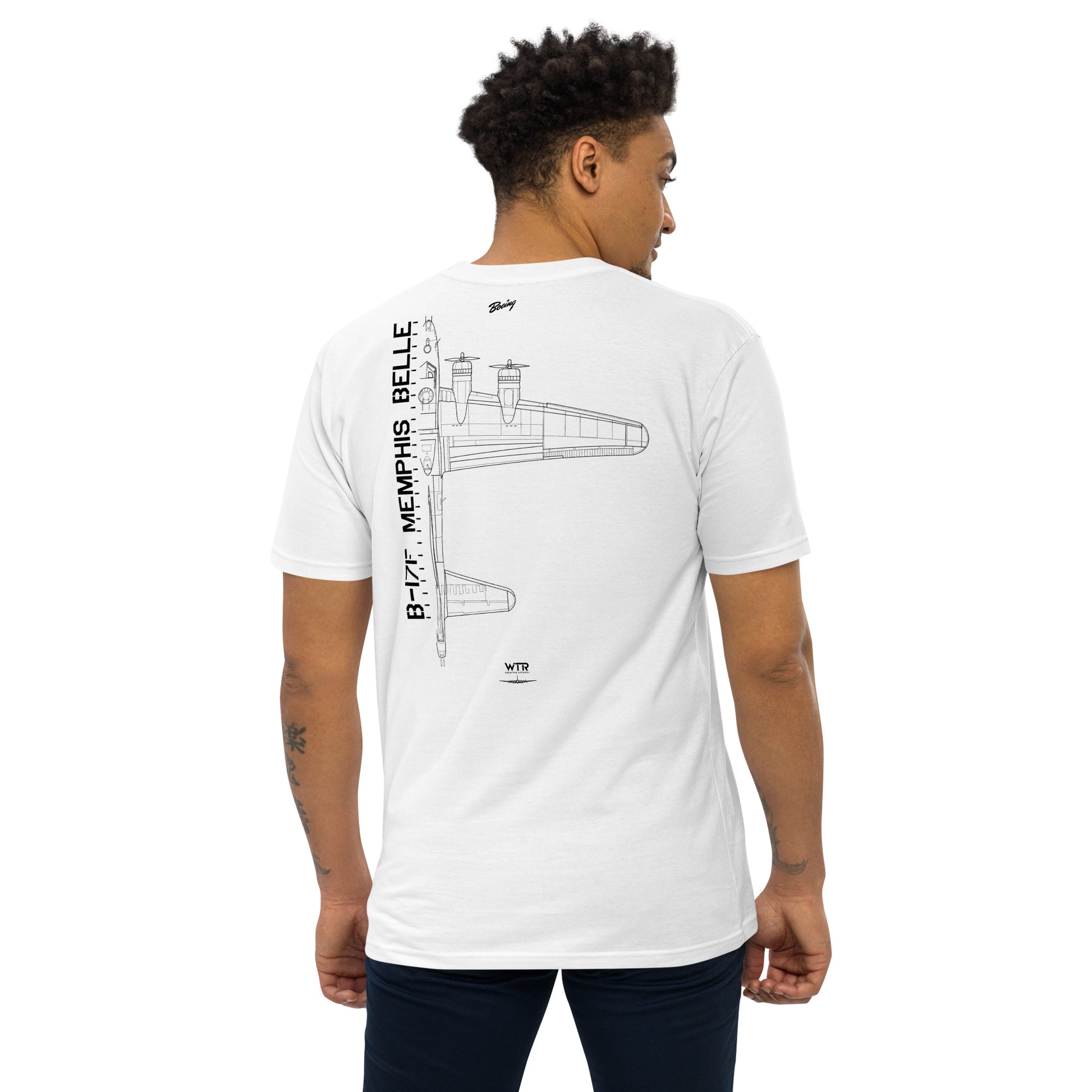 Boeing B-17F Flying Fortress Memphis Belle Edition Hand-Drawn White T-Shirt