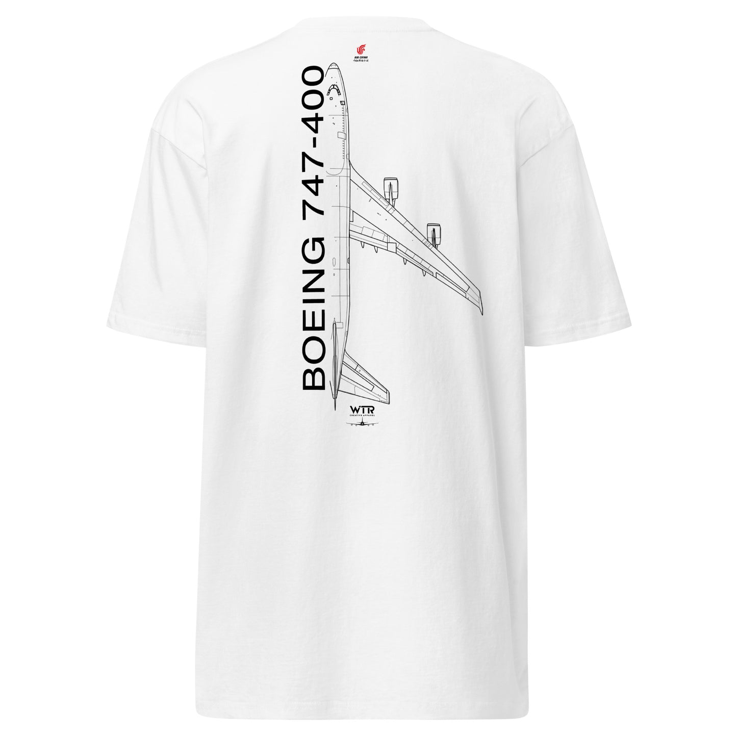 Boeing 747-400 Air China Variant Hand-Drawn White T-Shirt