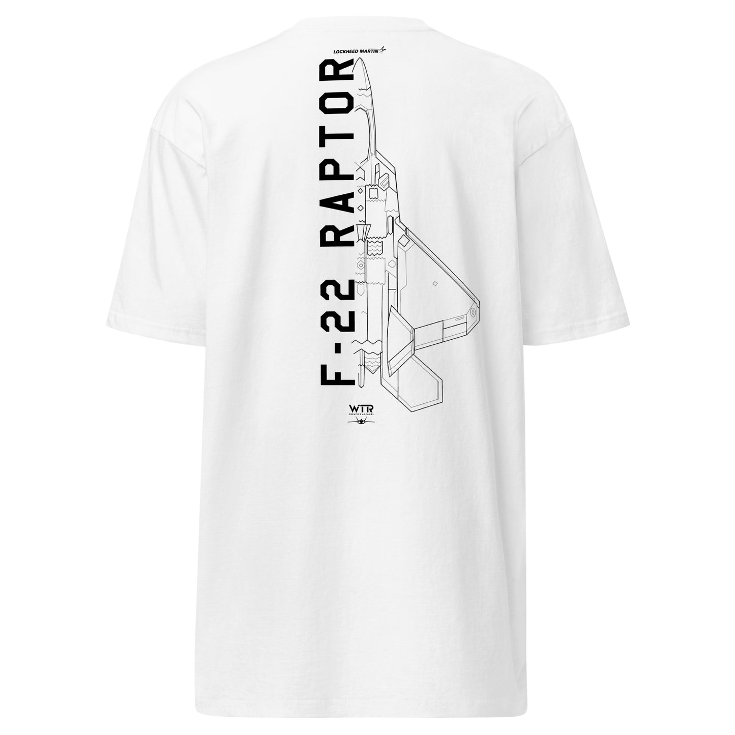 Lockheed Martin F-22 Raptor Hand-Drawn White T-Shirt
