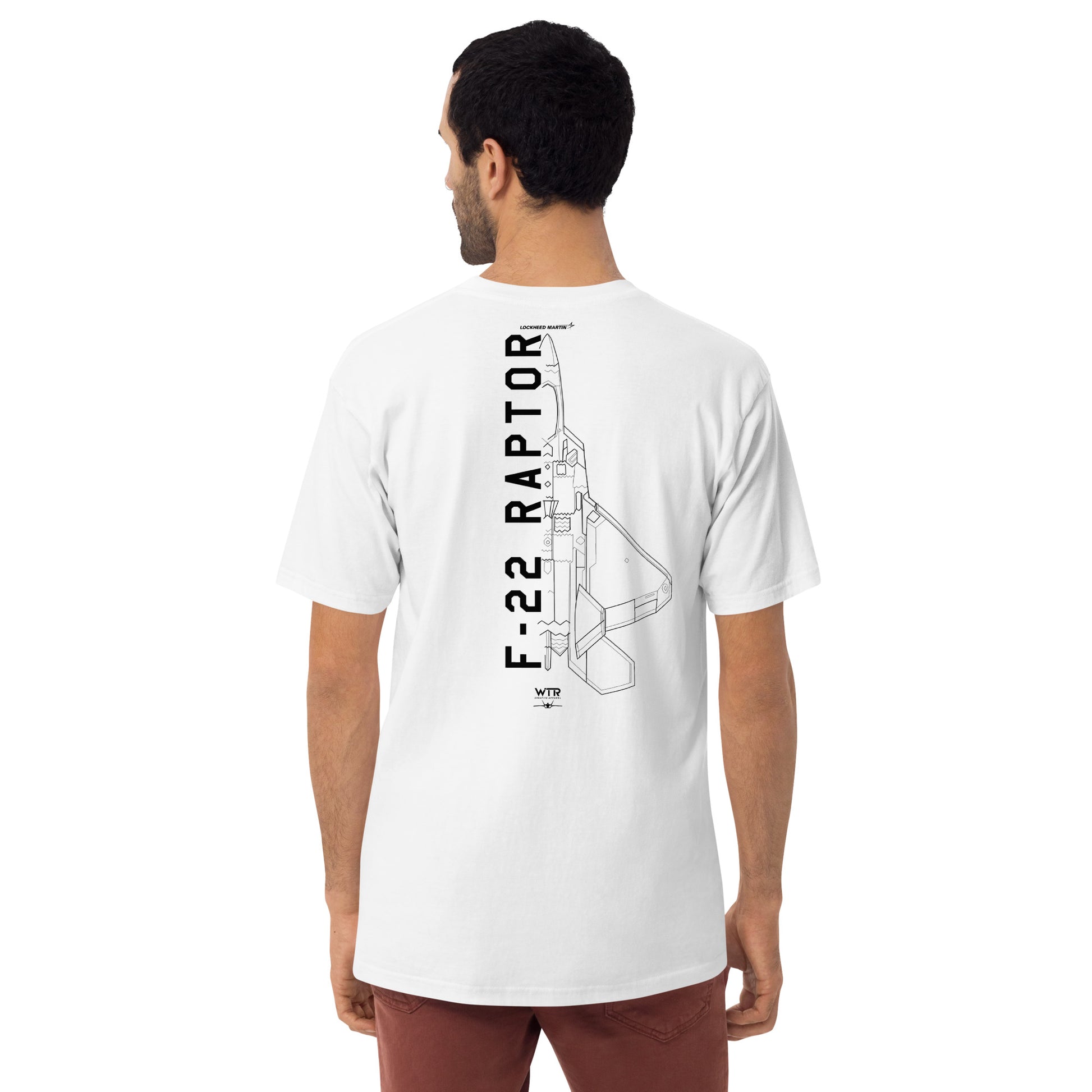 Lockheed Martin F-22 Raptor Hand-Drawn White T-Shirt