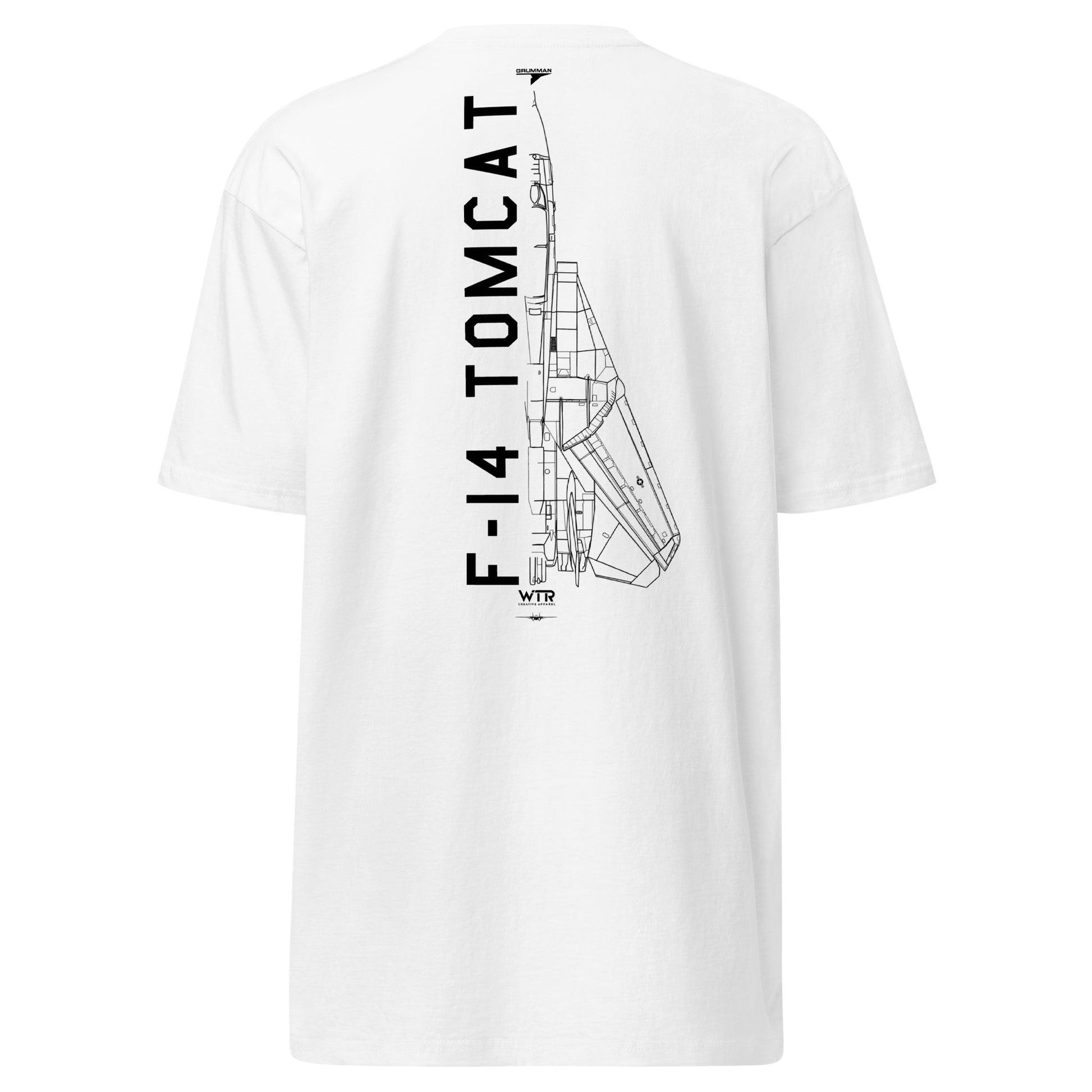 rumman F-14 Tomcat US Navy Hand-Drawn White T-Shirt