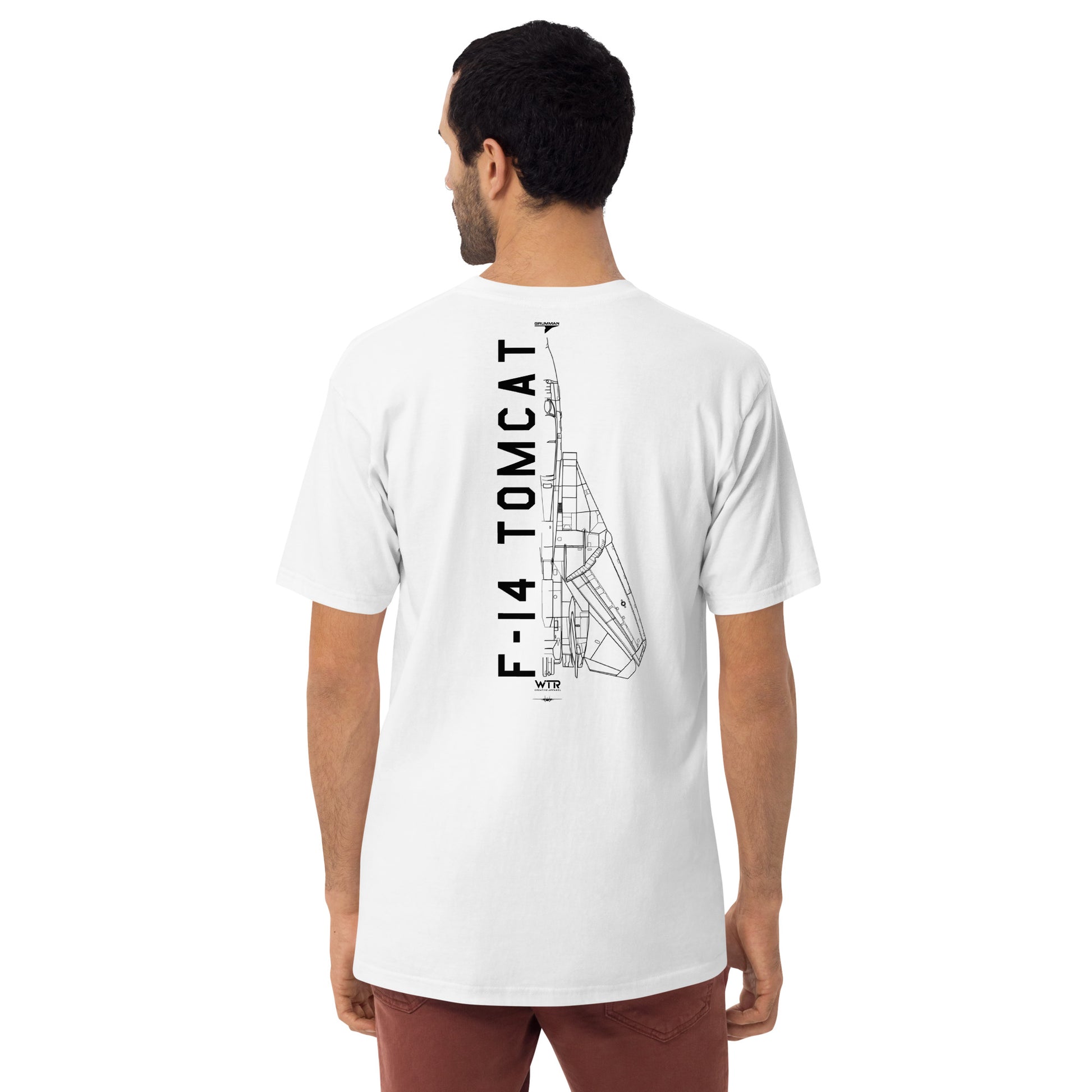 rumman F-14 Tomcat US Navy Hand-Drawn White T-Shirt