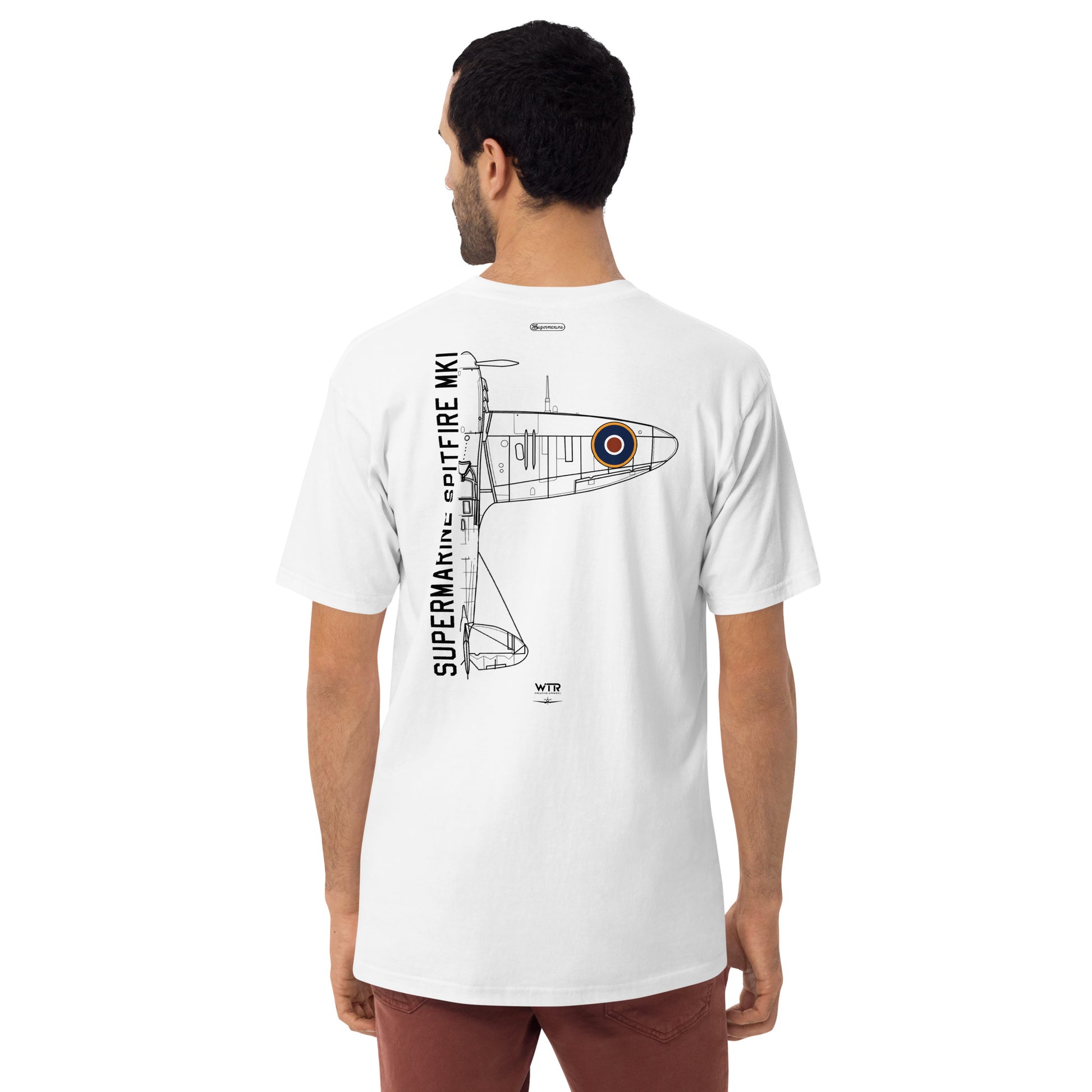 Supermarine Spitfire Mk1 Hand-Drawn White T-Shirt